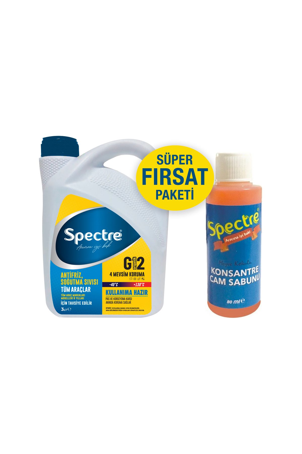 SPECTRE -40 MAVİ ANTİFRİZ 3L + KONSANTRE CAM SABUNU 80ML