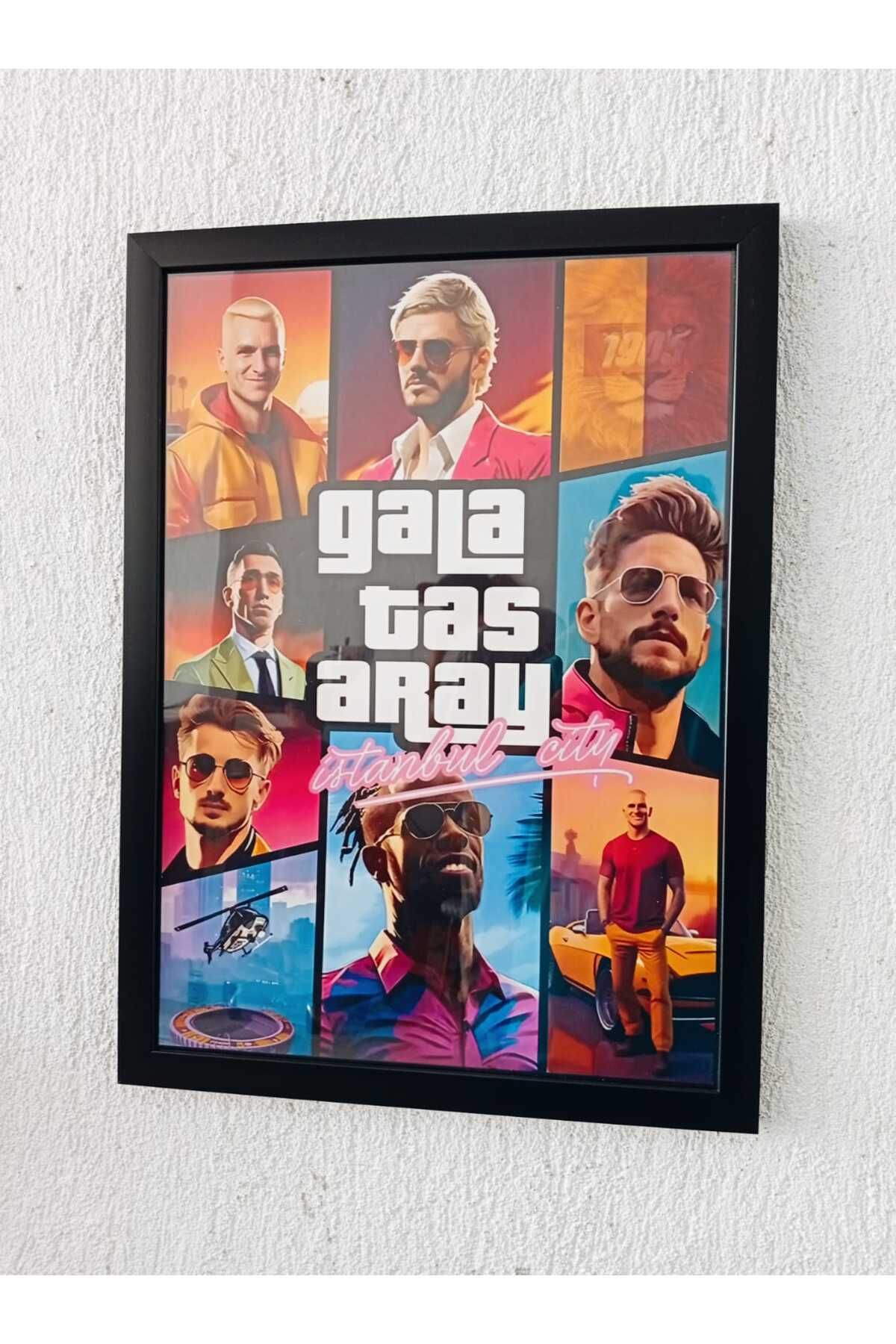 Erdizayn 30x42 cm Çerçeveli GTA Vice City Temalı Dekoratif Hediyelik Futbol Tablo