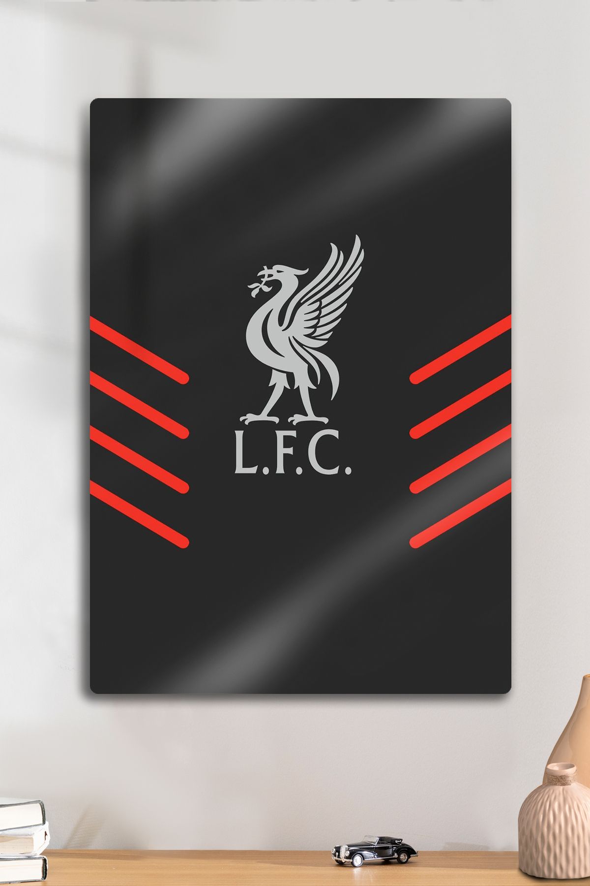 DekorHane Metal Levha Üzerine - Liverpool LFC, Logo Temalı, Parlak Dekoratif Tablo