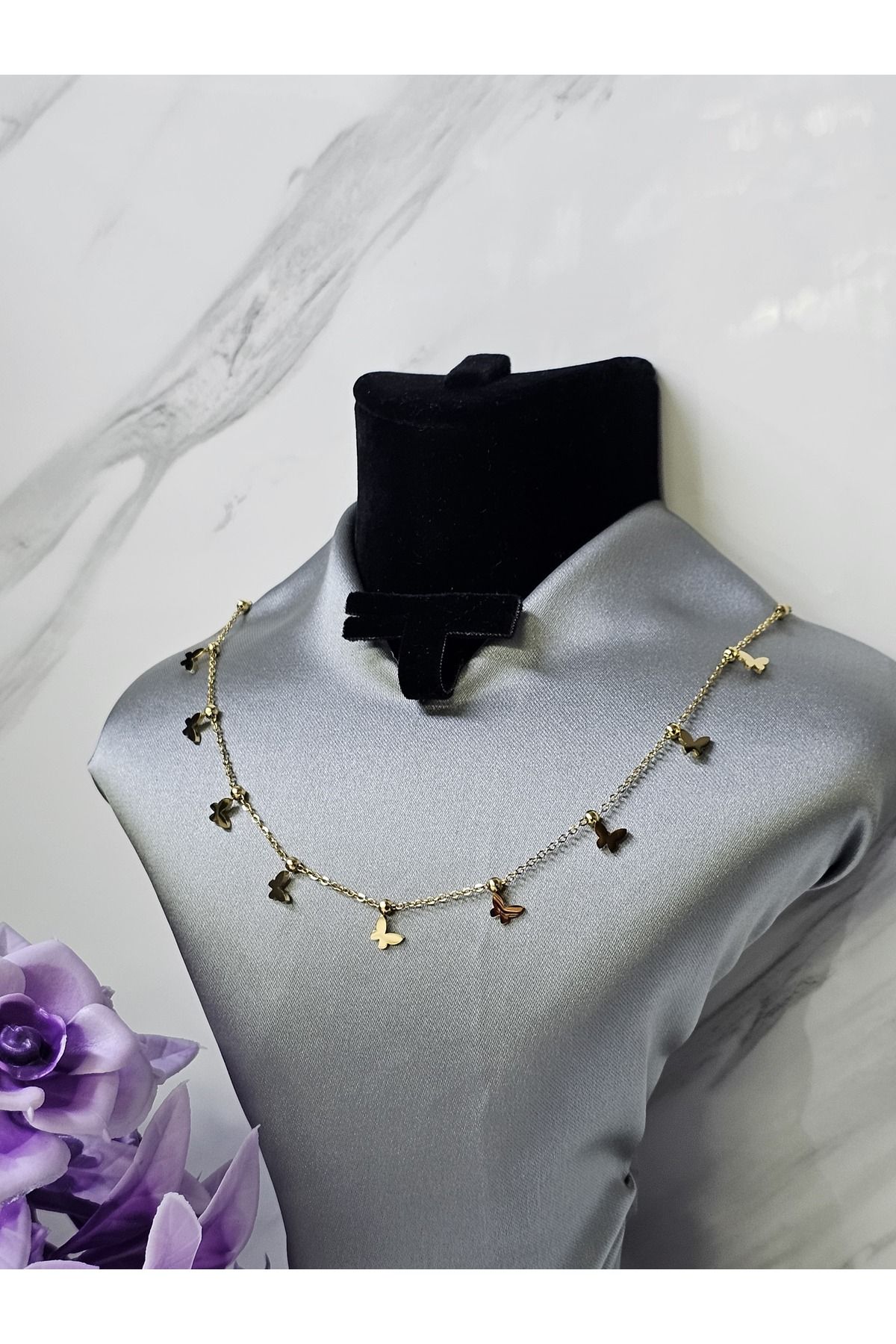 MODA Çok kelebekli model şık görünümlü çelik kolye
