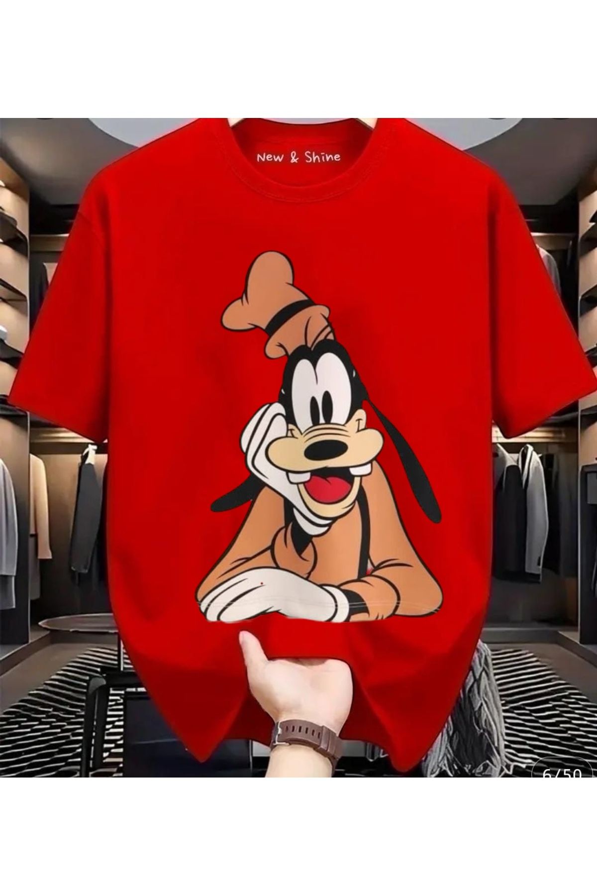 New Shine Goofy Baskılı Büyük Beden Oversize T-Shirt
