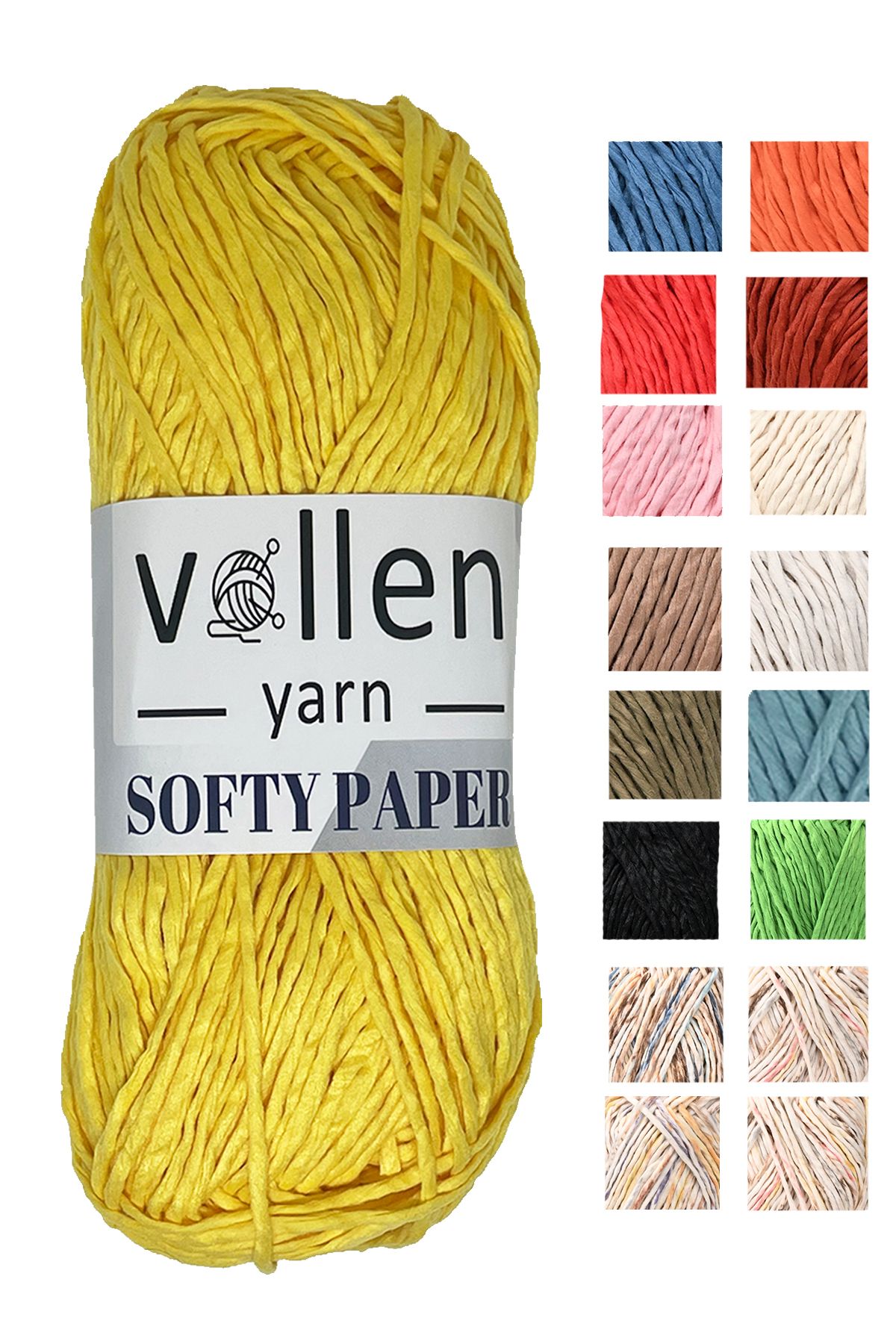 vollen yarn-Soft Raffia Paper Thread, Hobby Thread, Crochet Thread, Hand Knitting Thread, Bag, Supla and Hat Thread, Yellow 1