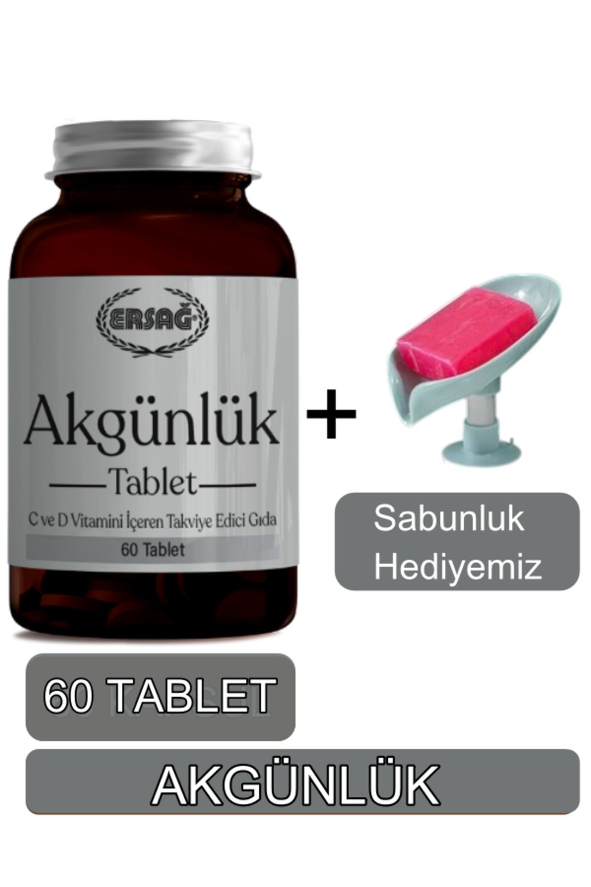 Ersağ Akgünlük Tablet Takviye Edici Gıda - Sabunluk Hediyemiz 4043-7