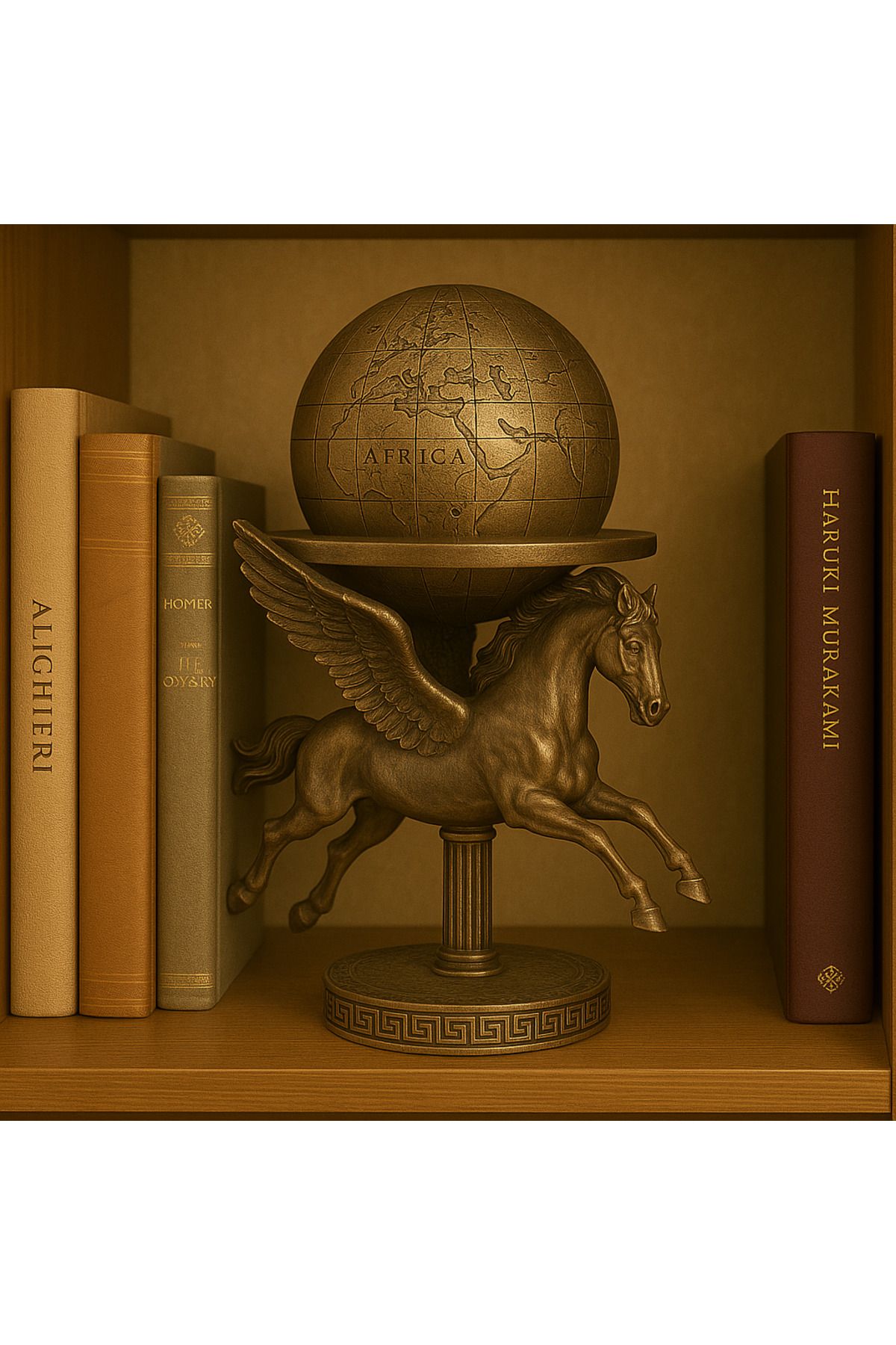 AYDINARTSHOP Veronese Pegasus ve Gökküre Biblosu (Bronz Mitolojik Dekor)