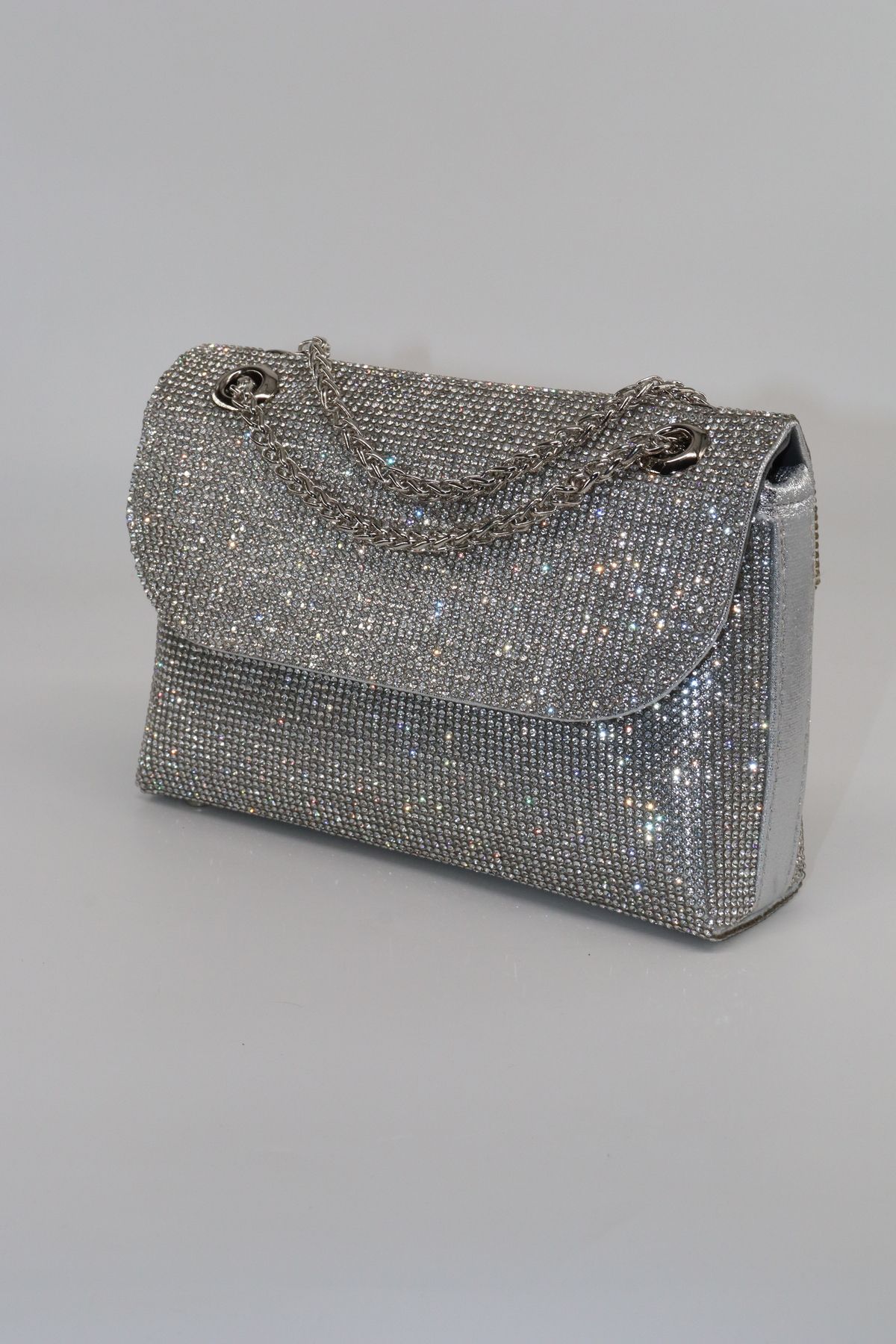 KEEBA Taşlı gümüş abiye çanta. Düğün mezuniyet portföy clutch davet çantası. Kadın gümüş abiye taşlı çanta