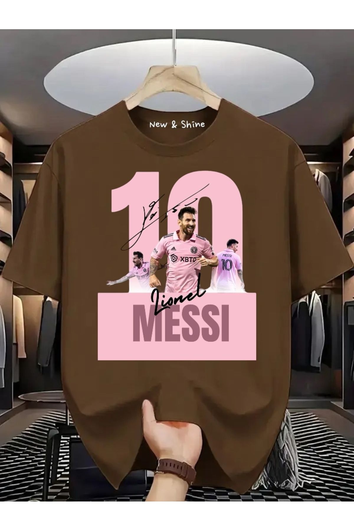 New Shine Messi Baskılı Büyük Beden Oversize T-Shirt