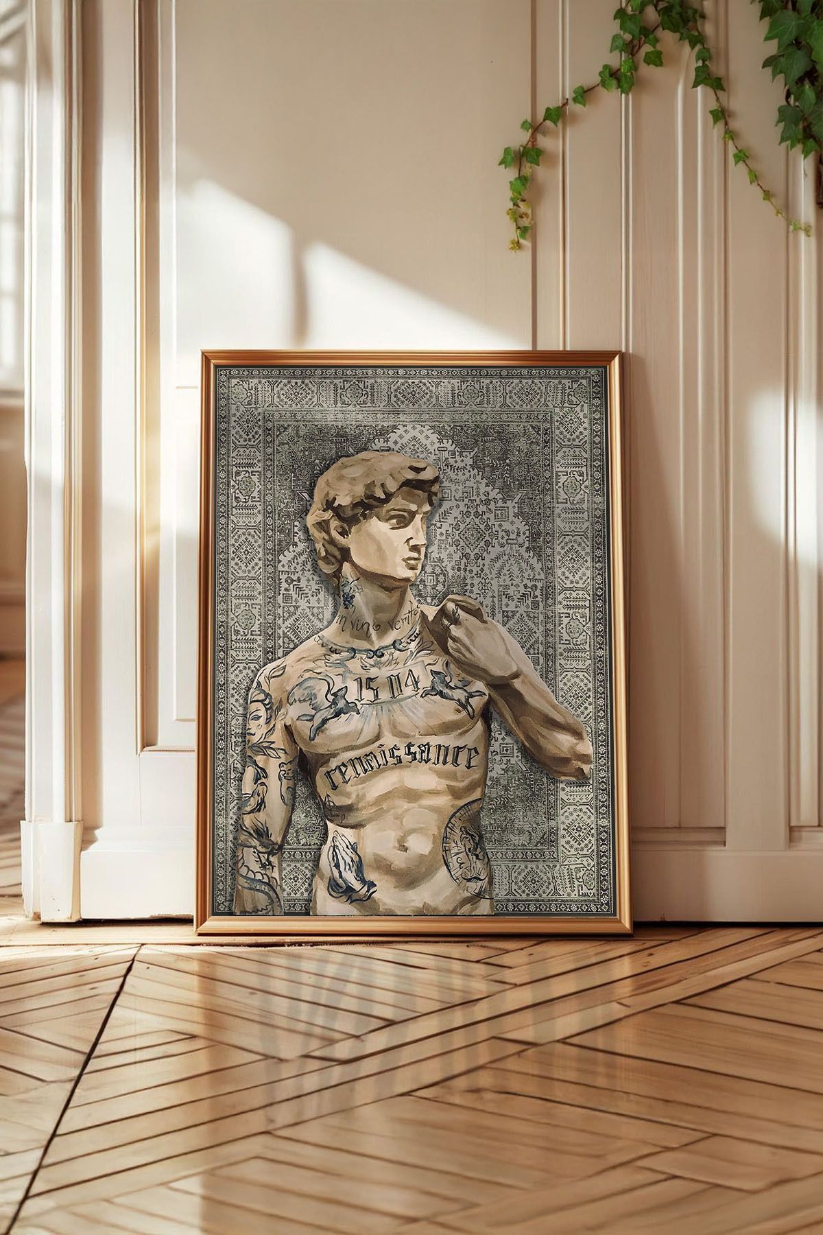 Huca David - İran Halısı - Halı Poster - Üzerine Resim Yapılmış Halı - Modern Sanat - Vintage - Boho