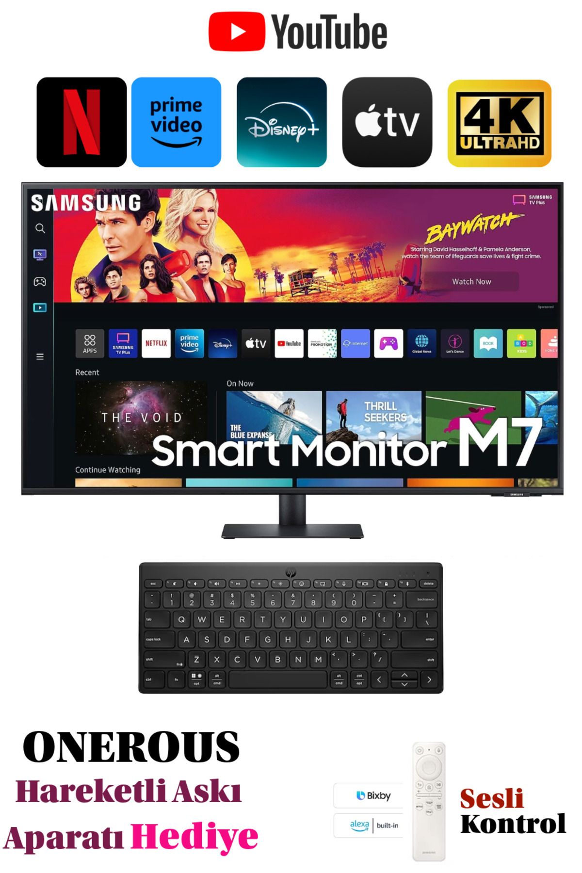 Samsung Kablosuz Klavye + SAMSUNG 109 EKRAN 43"  Wi-fi kablosuz Görüntü Aktarım Akıllı Monitör-TV