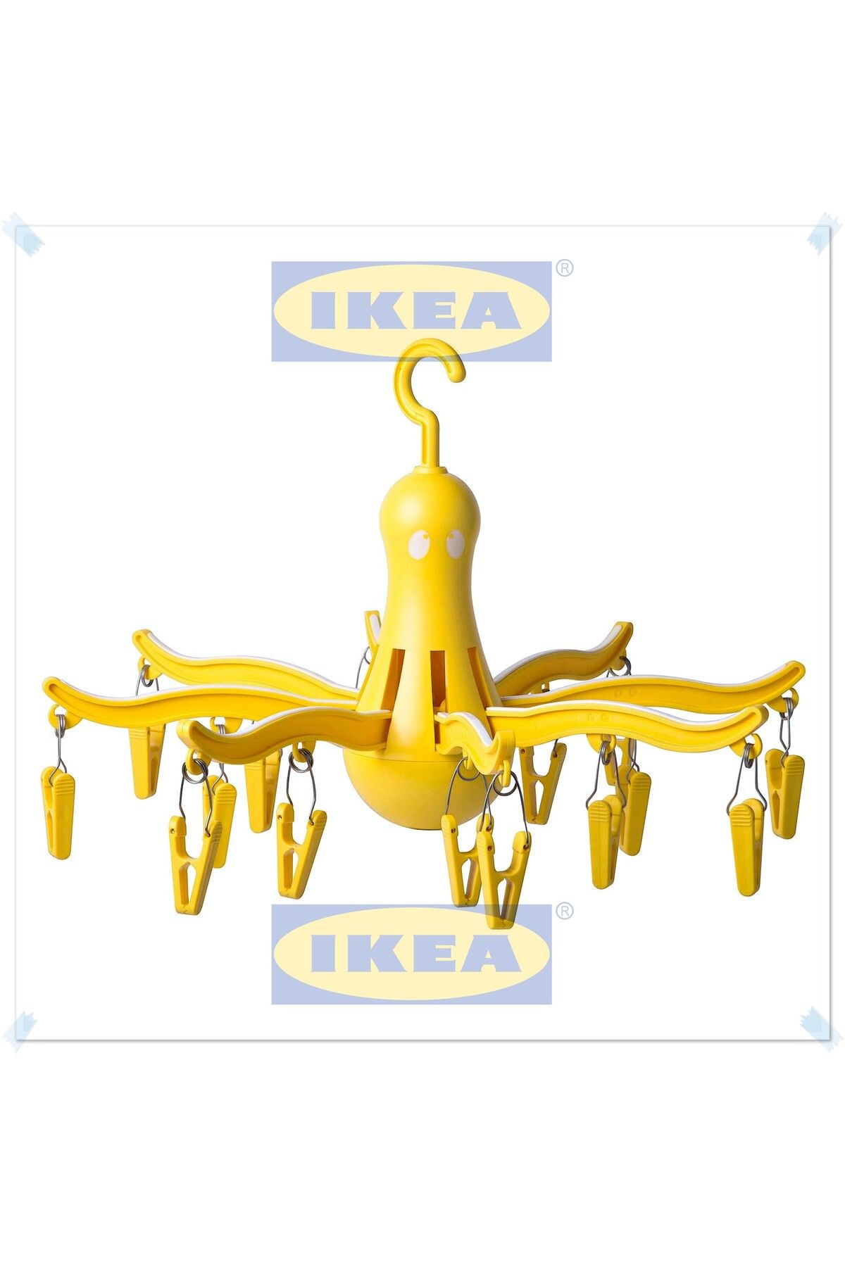IKEA Pressa Sarı Çamaşır Kurutma Askılığı, 16 Mandallı