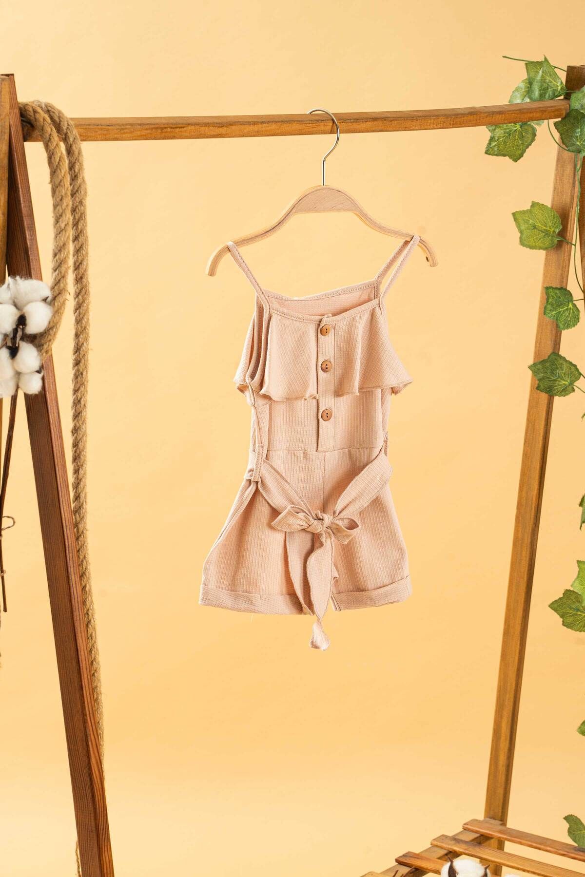 bombe Bebek Çocuk Pamuklu İp Askılı Rahat Tulum Salopet Trend Moda Alt Üst Takım Tulum