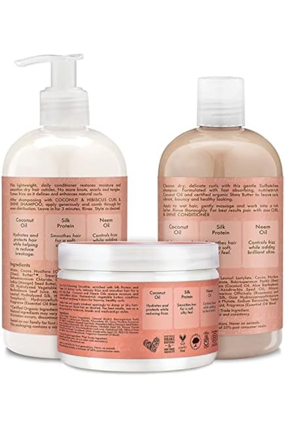 Shea Moisture-Shampoo and Conditioner Set, Coconut and Hibiscus Curl & Shine 13-oz ea Bundled with C 4