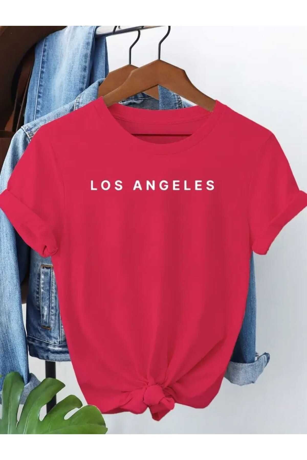 TekTarzz Unisex Los Angeles Baskılı Pamuklu Tshirt