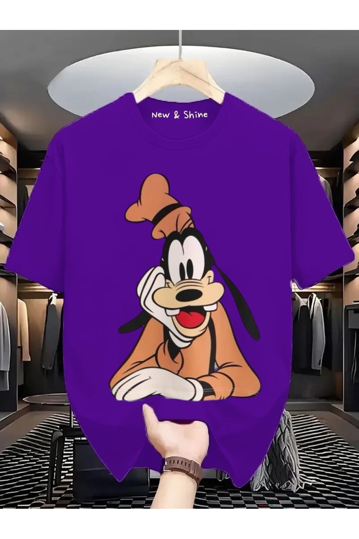 New Shine Goofy Baskılı Büyük Beden Oversize T-Shirt