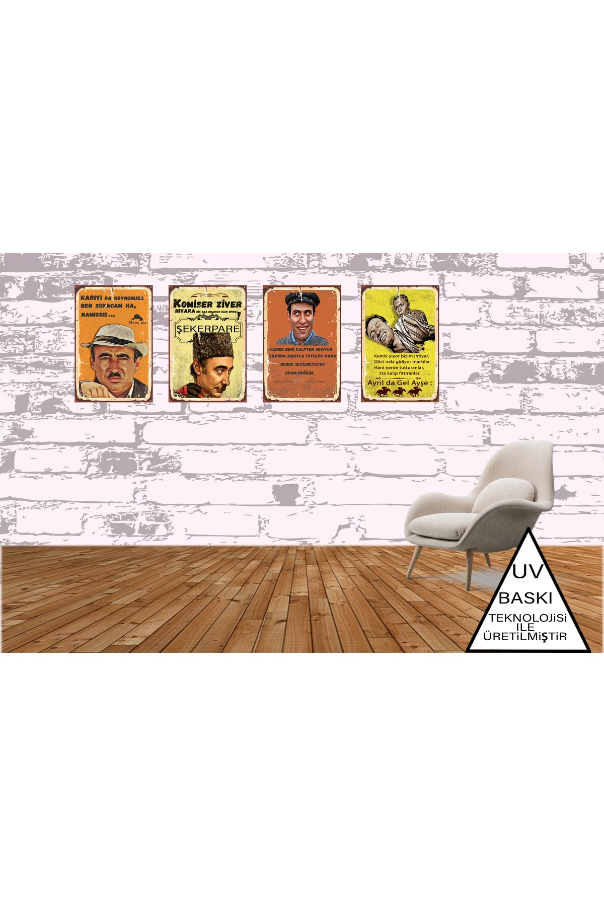 TAKIFİX Şener Şen Kemal Sunal Temalı 4 Adet 20 x 30 CM MDF Tablo SET