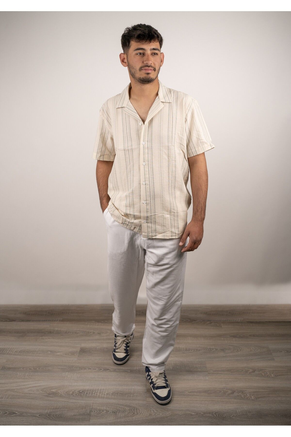 Ophelluna Erkek Baggy Fit Keten Rahat Kesim Pantolon