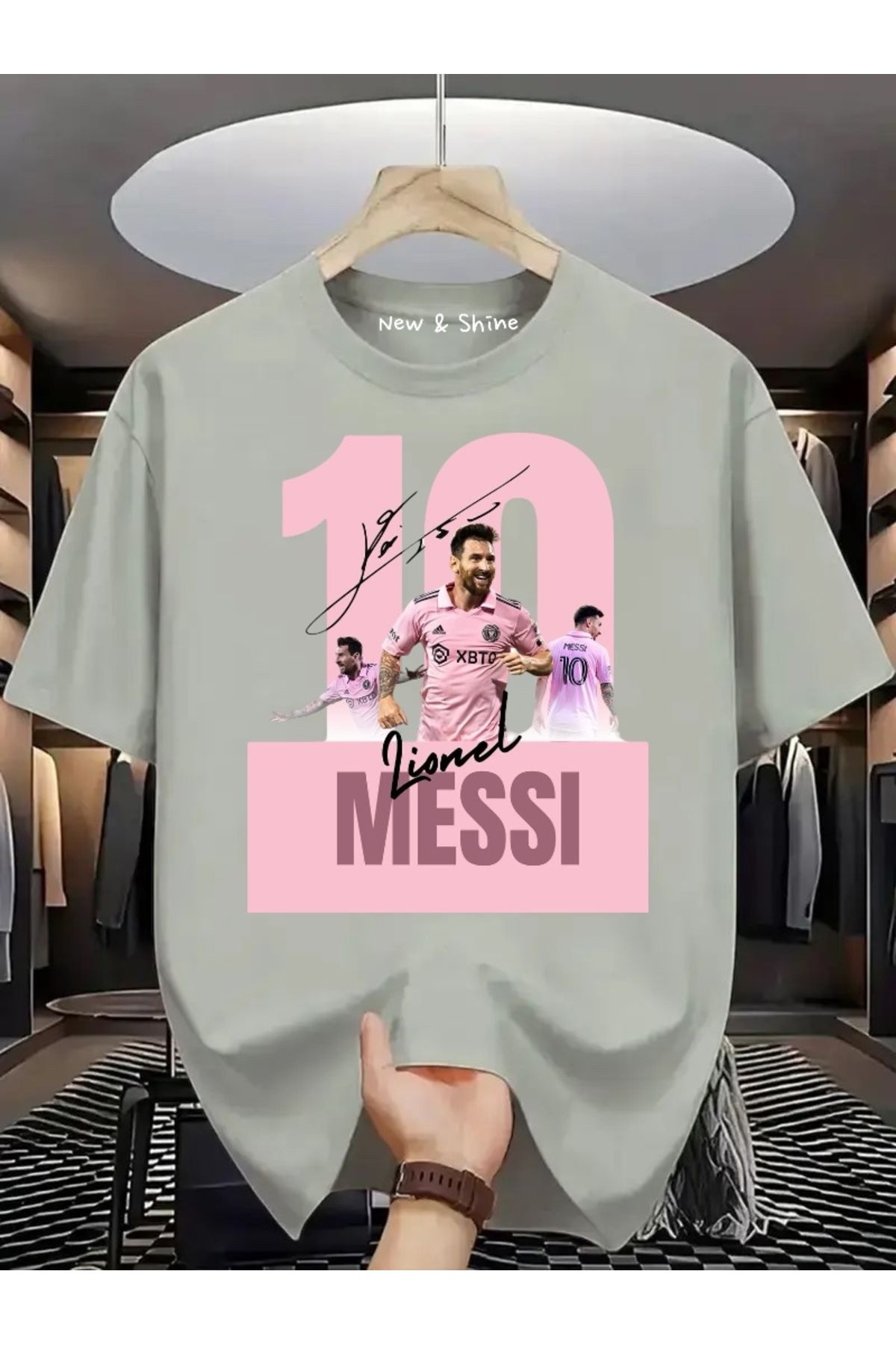 New Shine Messi Baskılı Büyük Beden Oversize T-Shirt