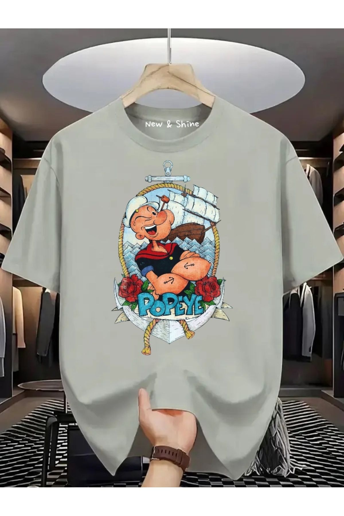 New Shine Temel Reis Baskılı Büyük Beden Oversize T-Shirt