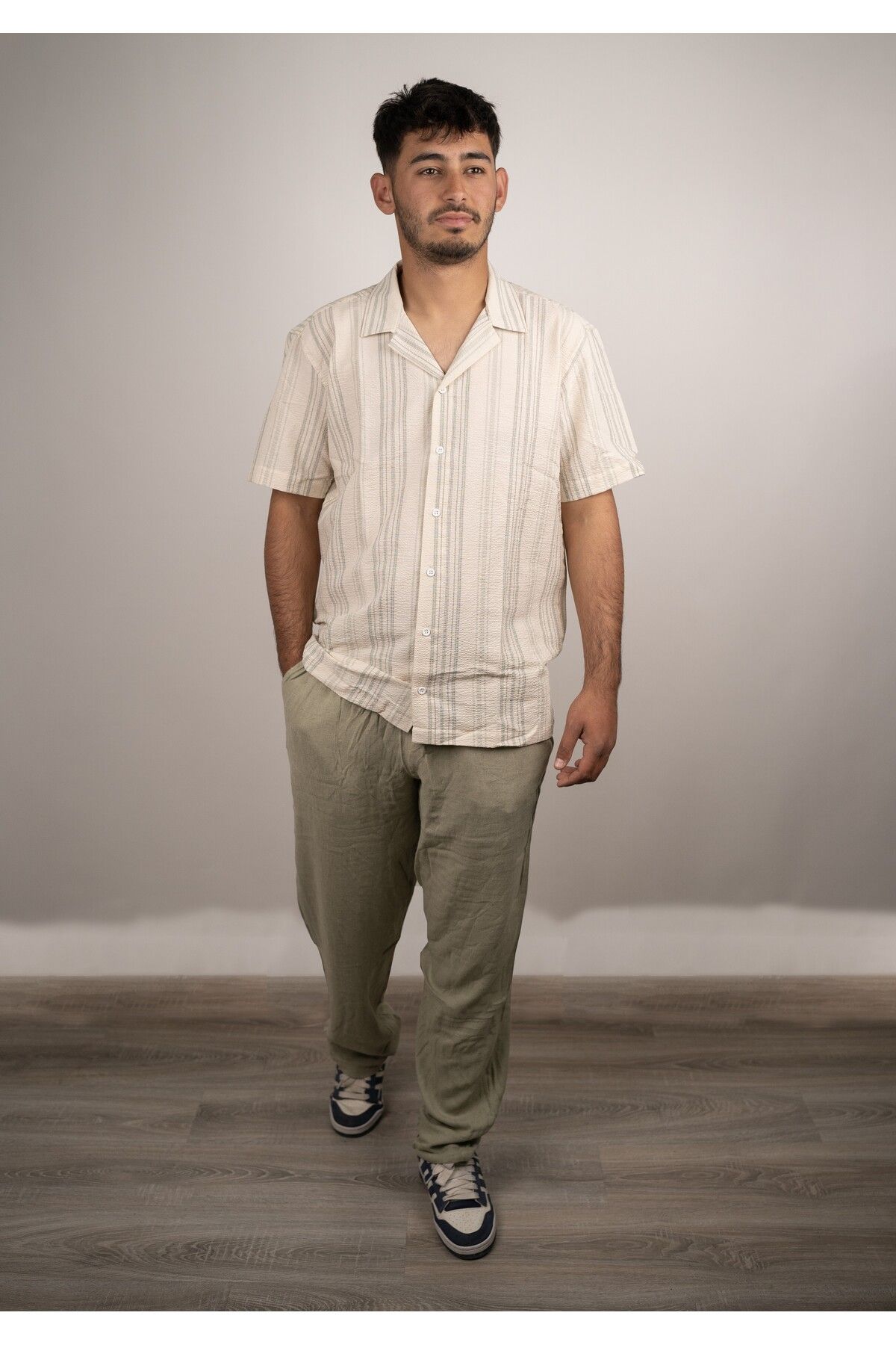 Ophelluna Erkek Baggy Fit Keten Rahat Kesim Pantolon
