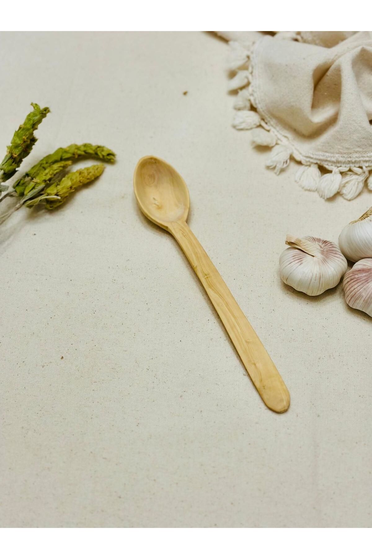 Carveni Doğal Şimşir Ahşap Mama Kaşığı 23.5 cm | Bebek ve Çocuk Ek Gıda Kaşığı – El Yapımı