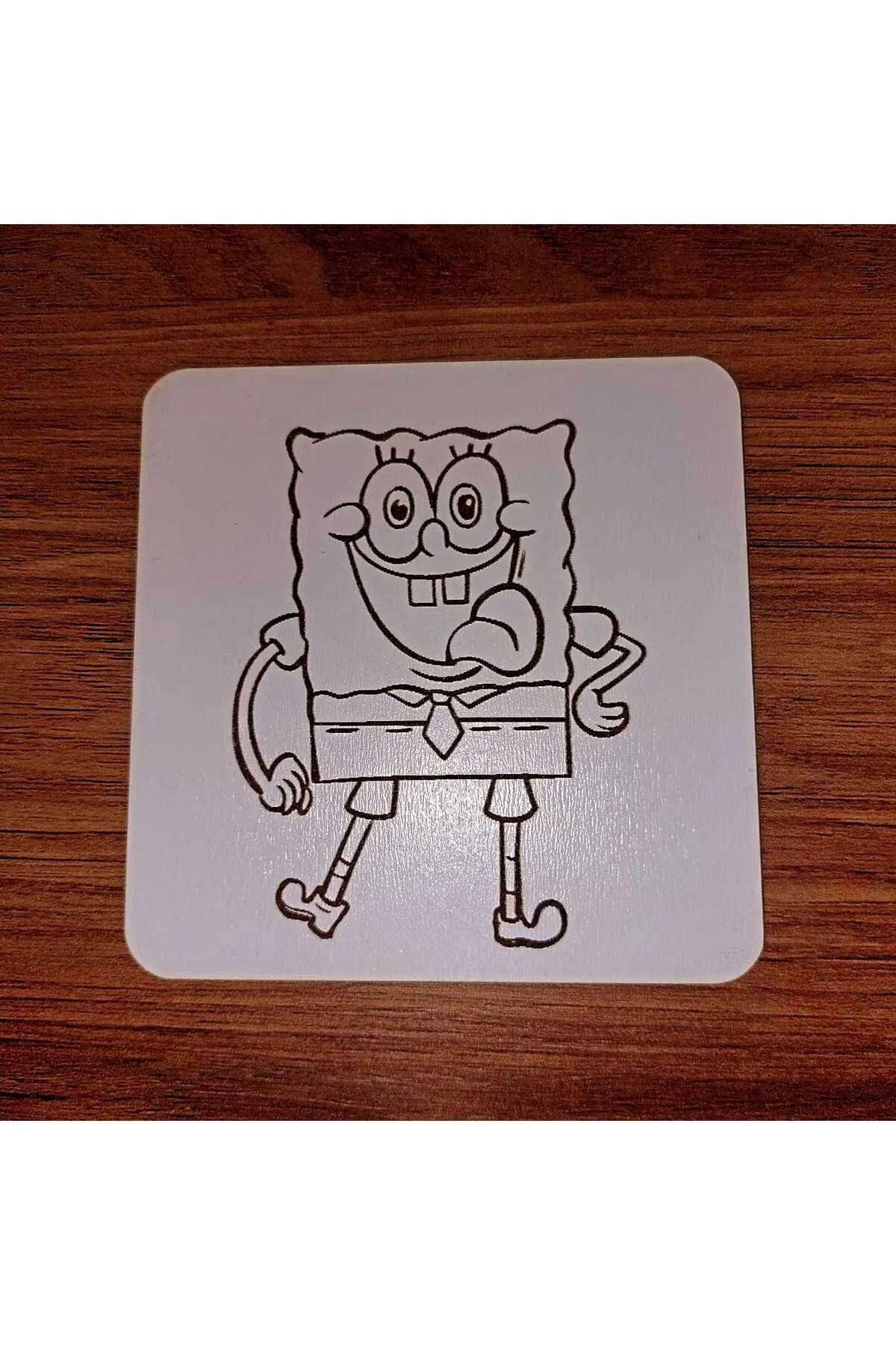 LavanTasarım Sünger Bob Ahşap Bardak Altlığı
