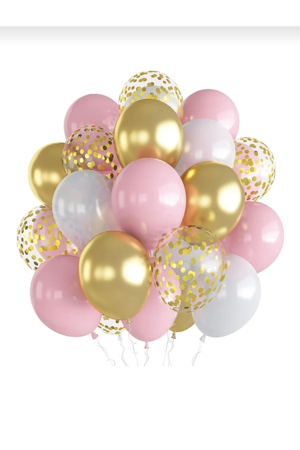 B&K süs ve tasarım 14 lü gold, şeffaf, beyaz, pembe balon