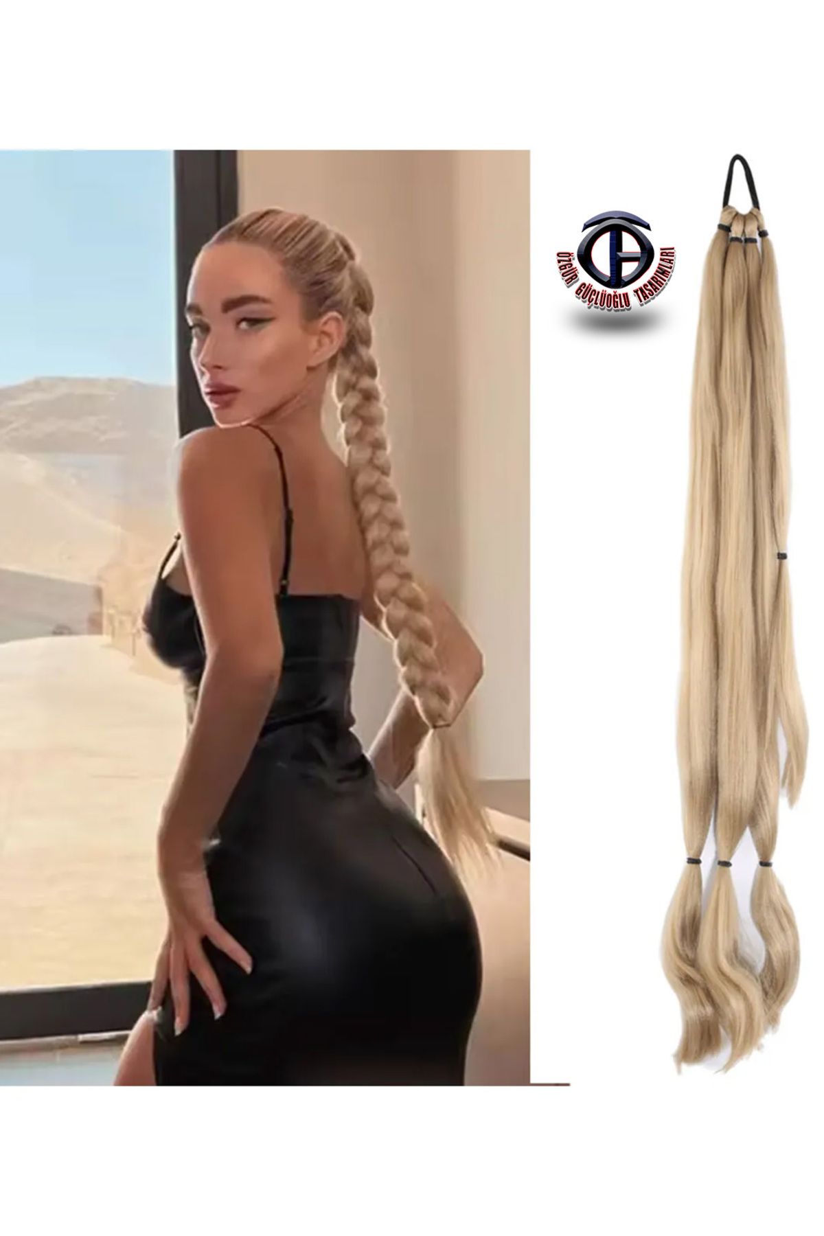 özgür güçlüoğlu tasarımları At kuyruğu Üçlü Örgü Saç Uzatma Fiber Kanekalon Saç (tokalı)