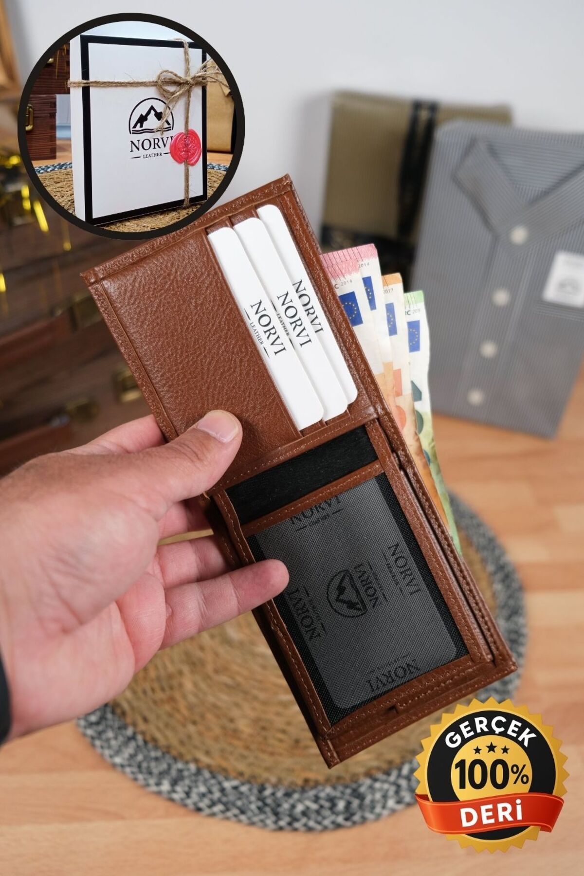 کیف پول مردانه و زنانه چرمی اصلی با محفظه سکه Norvi Leather