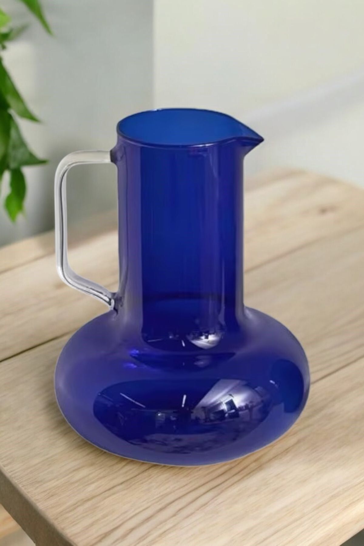 morponi Borosilikat Cam Saplı Luna Cobalt Sürahi 1200 ml