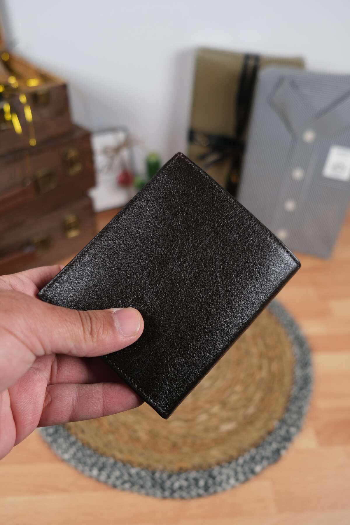 کیف پول مردانه و زنانه چرمی اصلی با رنگ سیاه سفید سکه Norvi Leather