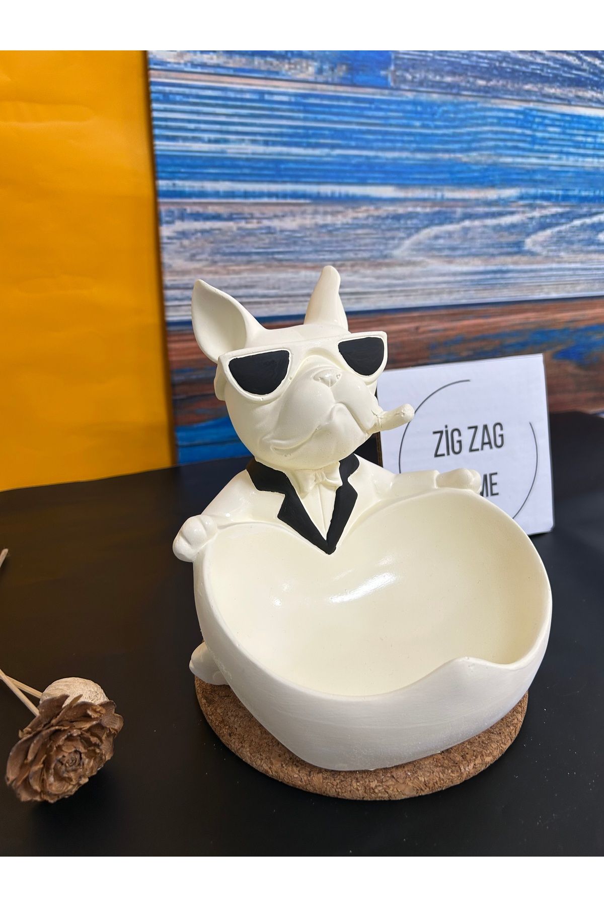 Zigzag Home Dekoratif Büyük Boy Bulldog (Köpek) Sunumluk , Anahtarlık , Şekerlik , Biblo , Heykel