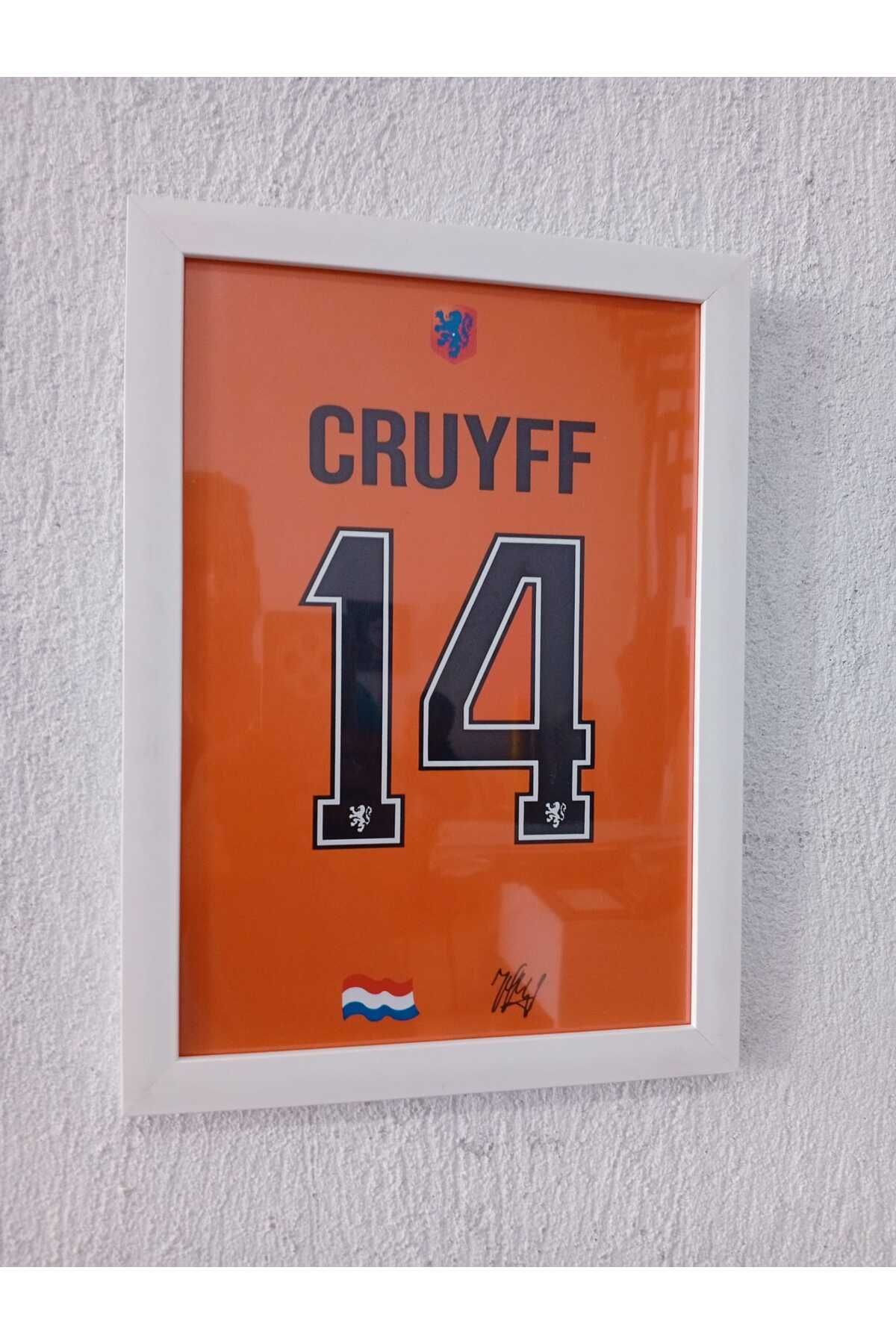 Erdizayn 21x30 cm Johan Cruyff Forma Tasarımlı Poster Tablo 1 mm Şeffaf PVC Koruma Çerçeveli