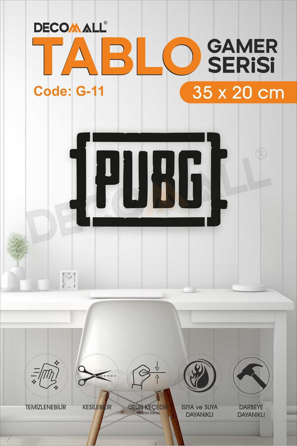 DECOMALL PUBG 2D Kabartmalı Duvar Dekor Tablosu Duvar Süsü GAMER TABLO