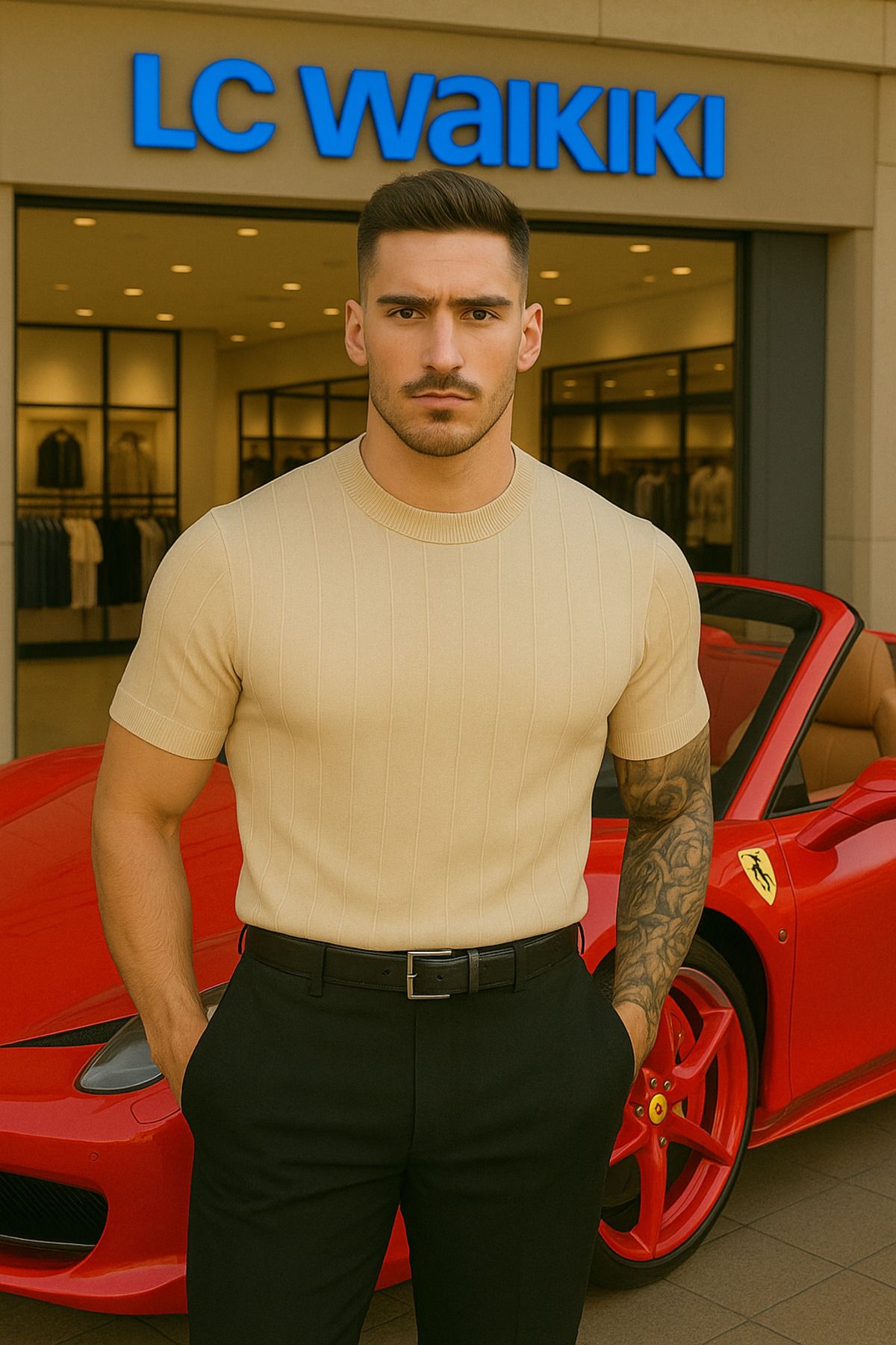 LC Waikiki slim fit erkek premium his ve dokulu triko tişört trend model t-shirt