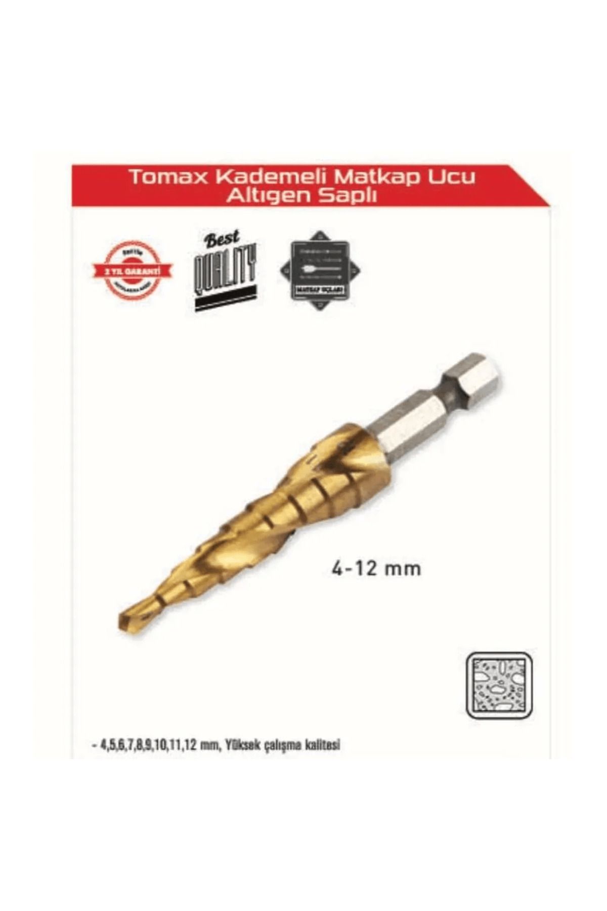 Kuzgun Ticaret Kademeli Matkap Ucu 4-12 Mm Arası - Altıgen Saplı - Lisinya