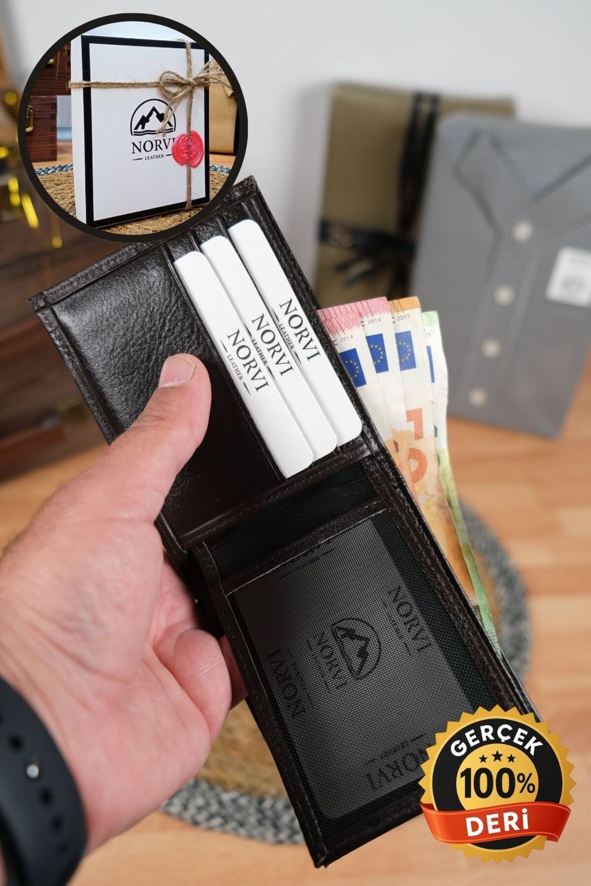 Norvi Leather Klasik Hakiki Deri Cüzdan Siyah Renk