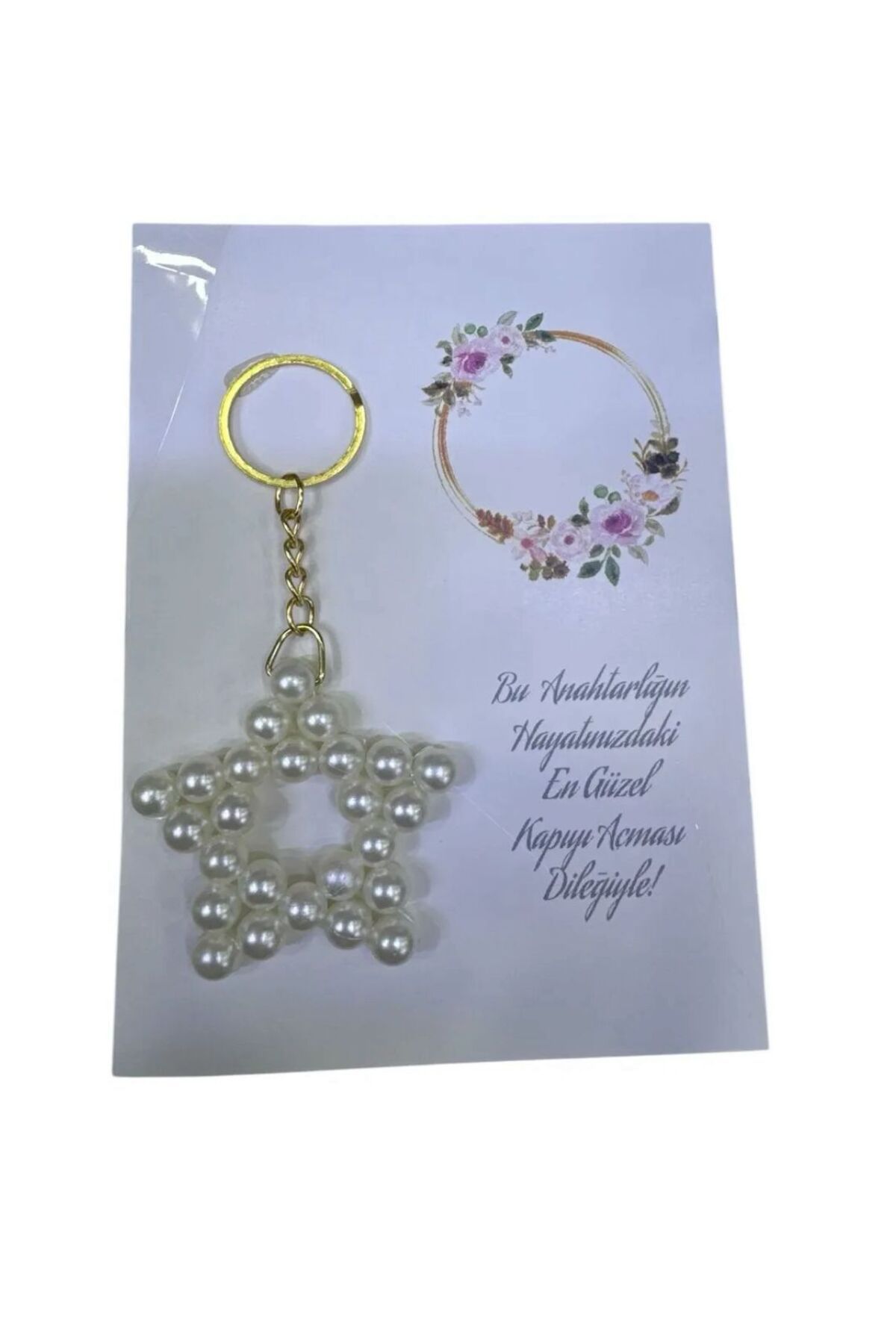 Butik Center 10 ADET KARTLI BUTİK CENTER Inci Yıldız Anahtarlık Nişan Söz Hediyelik