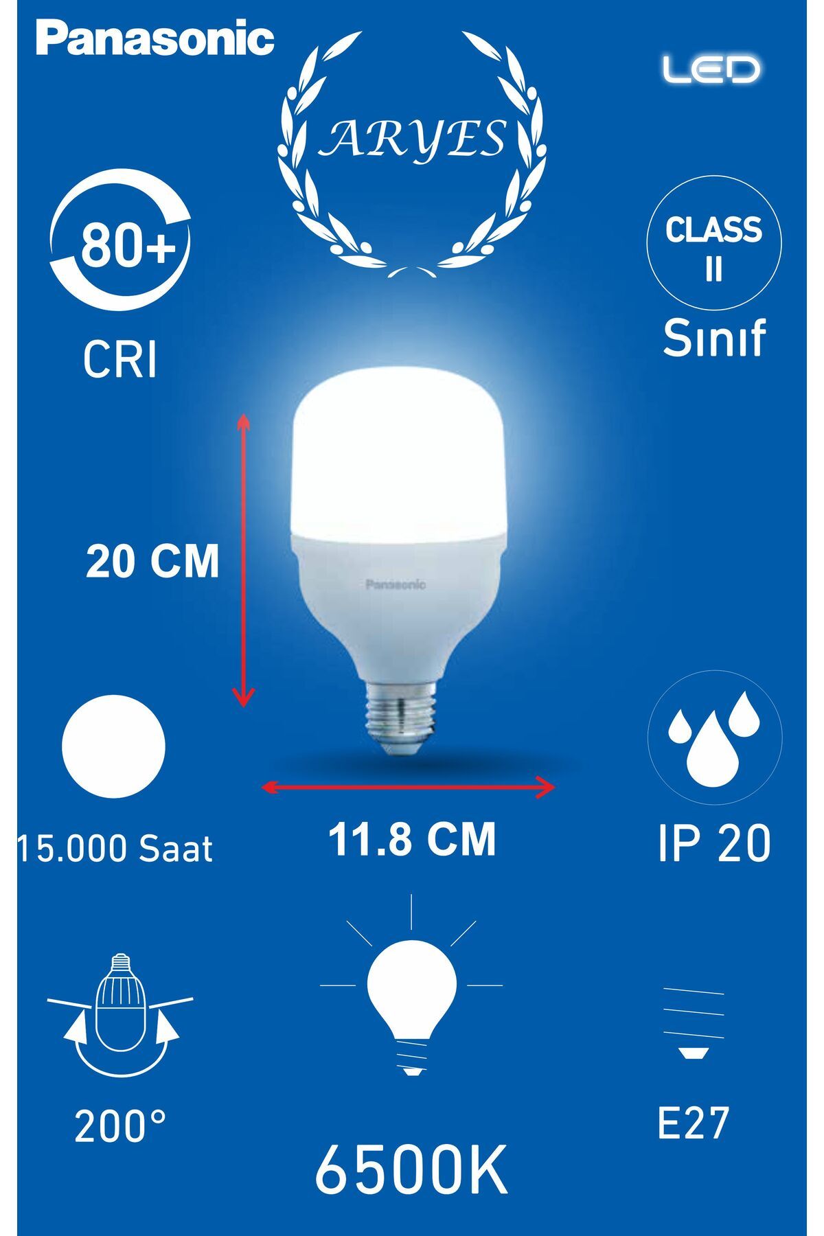 PANASONIC 35W BEYAZ IŞIK 6500K TORCH LED AMPUL (20 CM BOYUNDA) YÜKSEK IŞIK