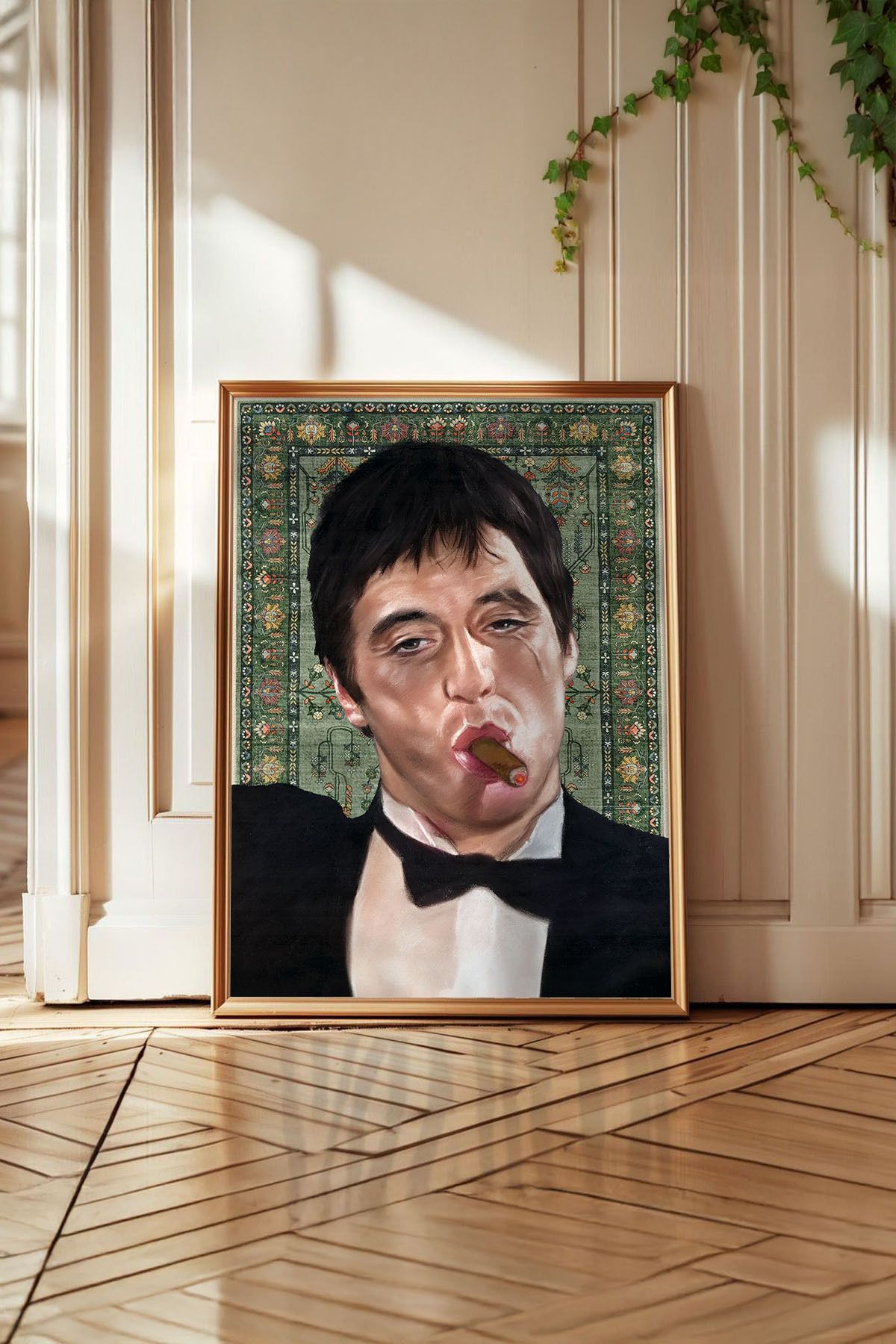 Huca Scarface - Tony Montana- İran Halısı Poster - Resim Yapılmış Halı - Al Pacino - Vintage - Boho