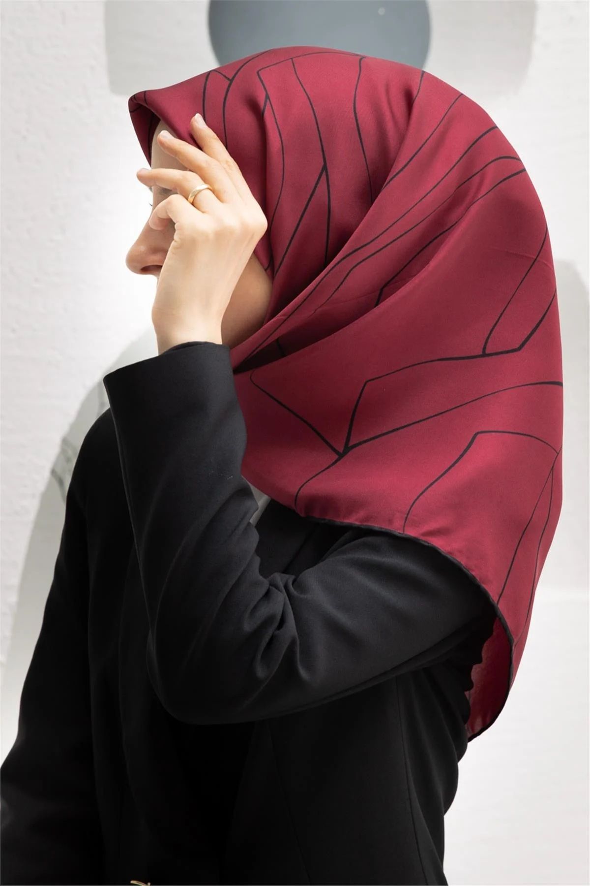 Vissona Twill İpek Eşarp Bordo, Siyah