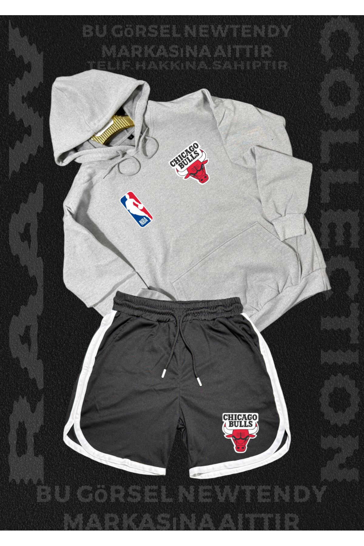 Minikelya Chigago bulls taraftarlar için takım sweatshirt şort kombin set 2li ürün