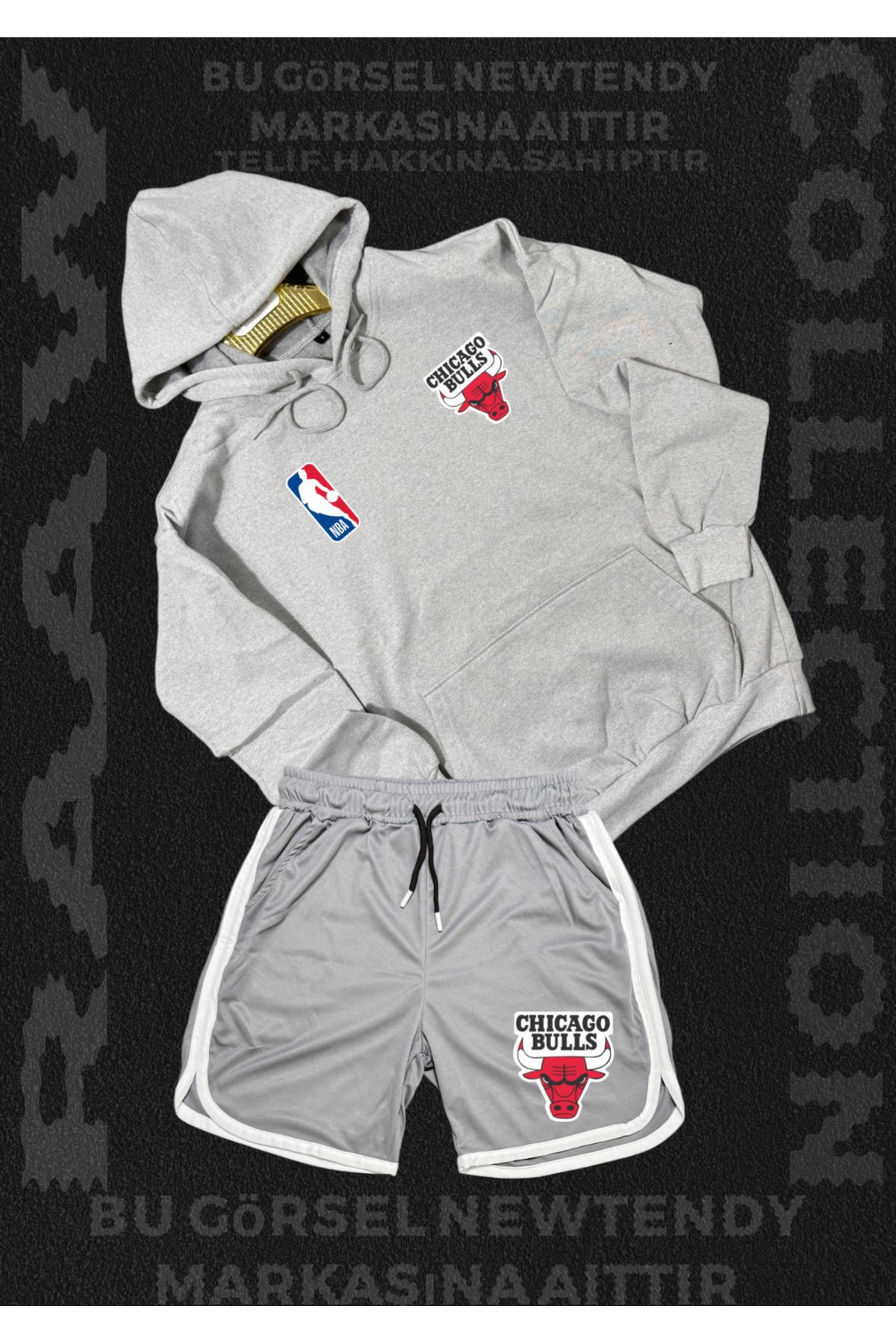 Minikelya Chigago bulls taraftarlar için takım sweatshirt şort kombin set 2li ürün