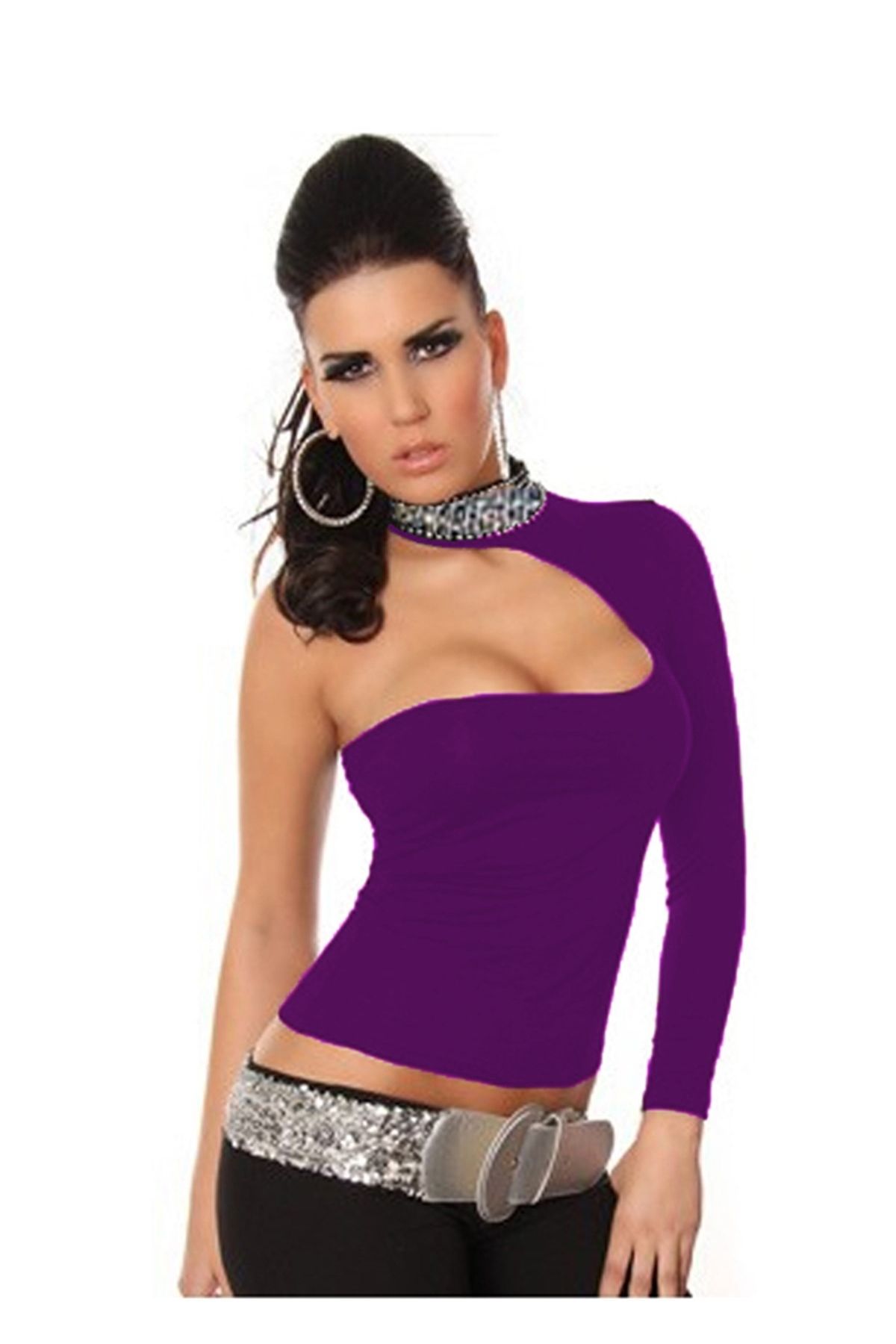 Moda Şahsenem B101432 Pul Payet Aksesuarlı Bluz