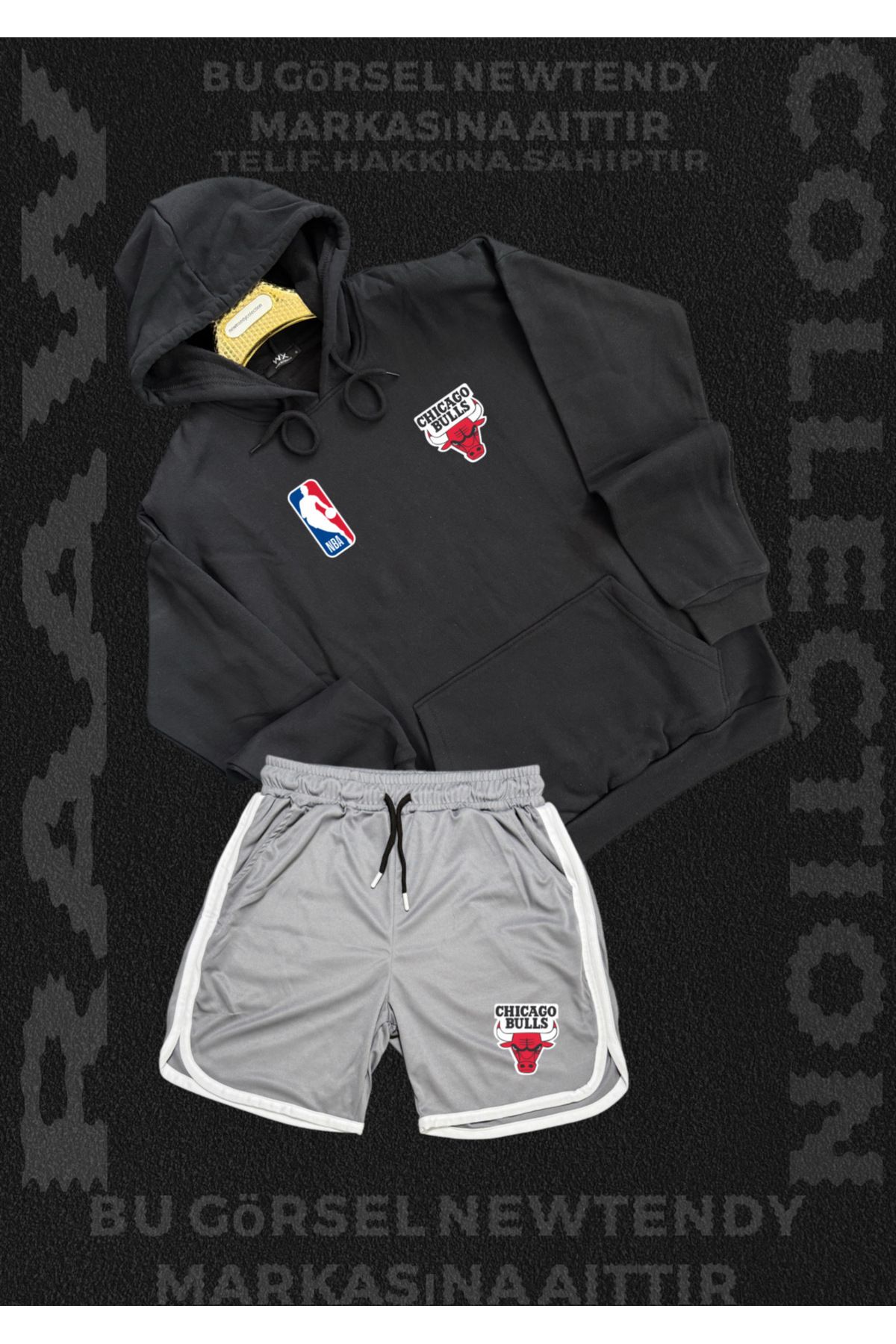 Minikelya Chigago bulls taraftarlar için takım sweatshirt şort kombin set 2li ürün