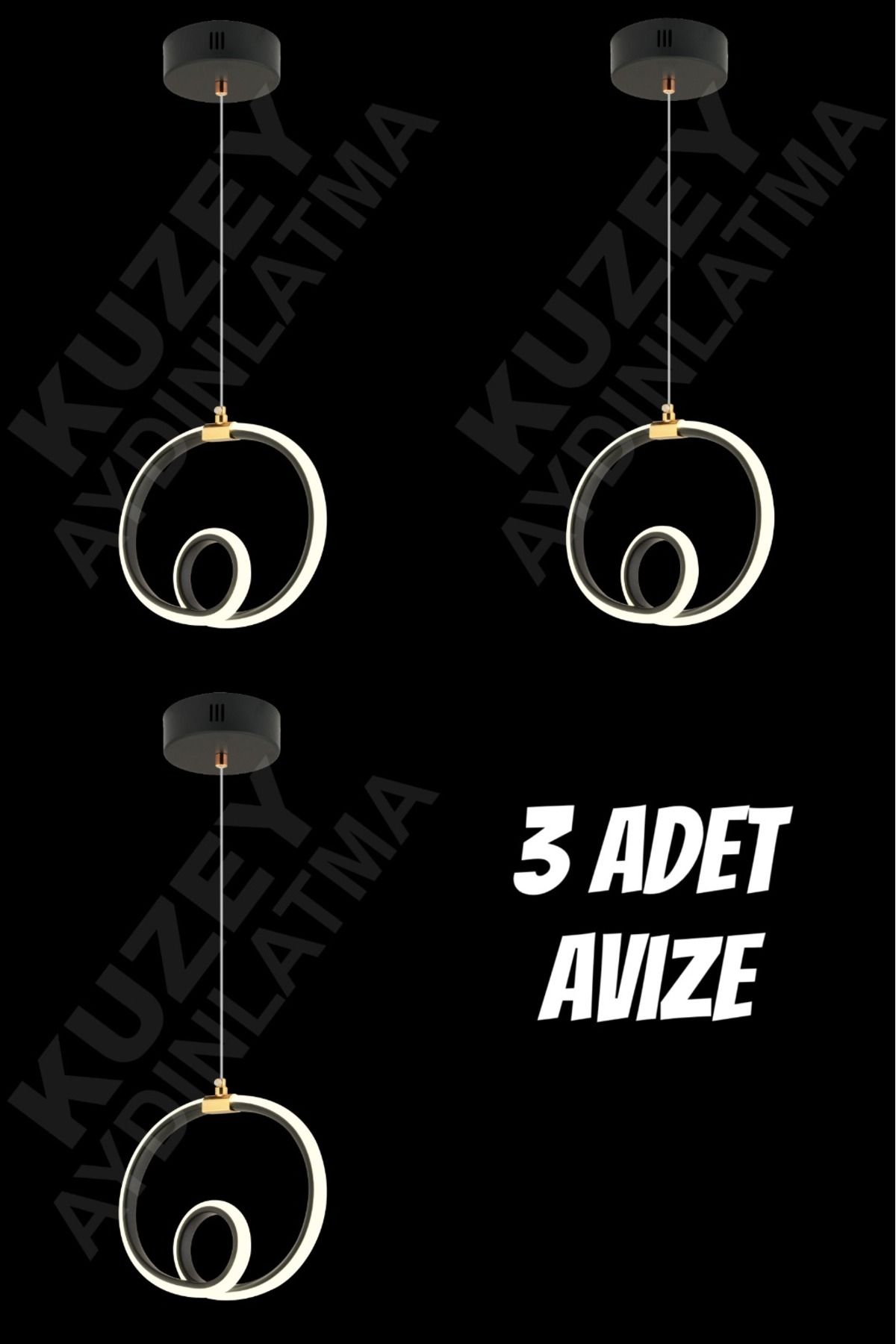 KUZEY AYDINLATMA 3 ADET BİRARADA SARKIT TEKLİ LED AVİZE