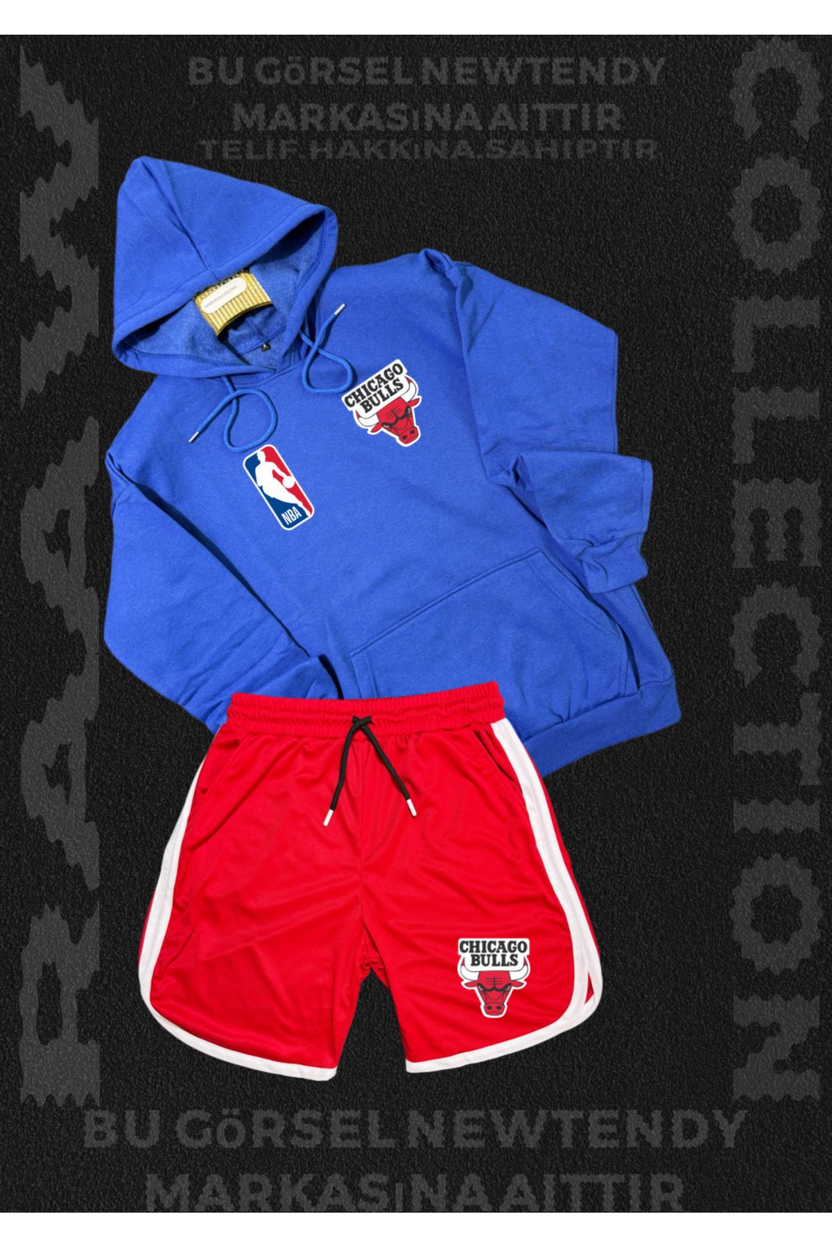 Minikelya Chigago bulls taraftarlar için takım sweatshirt şort kombin set 2li ürün