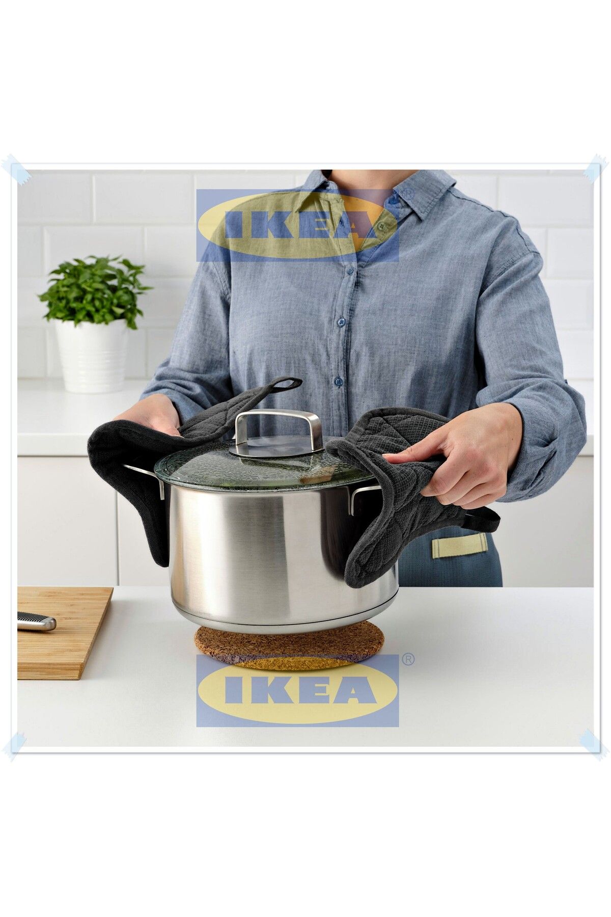 IKEA-Rınnıg Gray Handle, Hot Detection Handle, Hot Pot Handle, 21X21 Cm, Set of 2 3