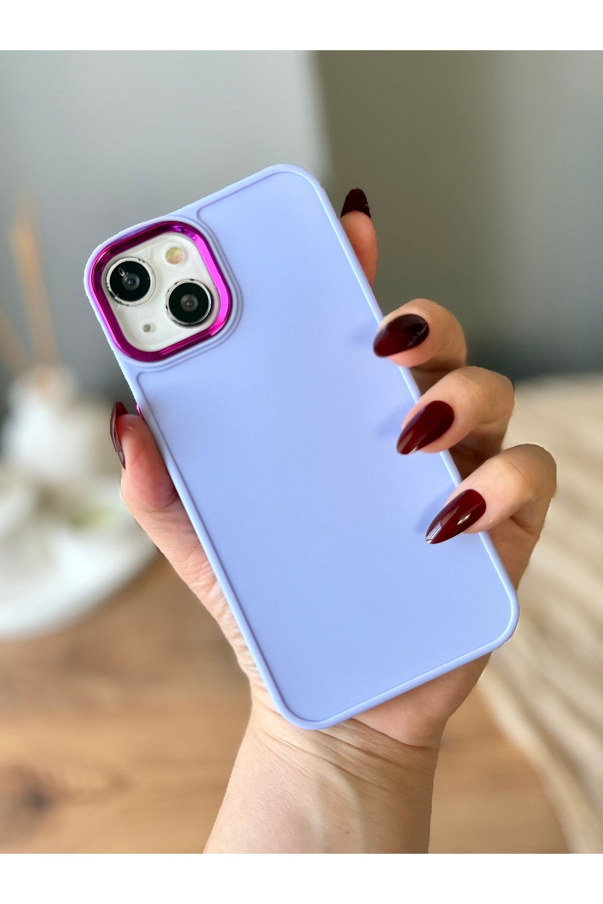 MirazTasarim IPHONE 13/14/15 UYUMLU LİLA DÜZ KILIF