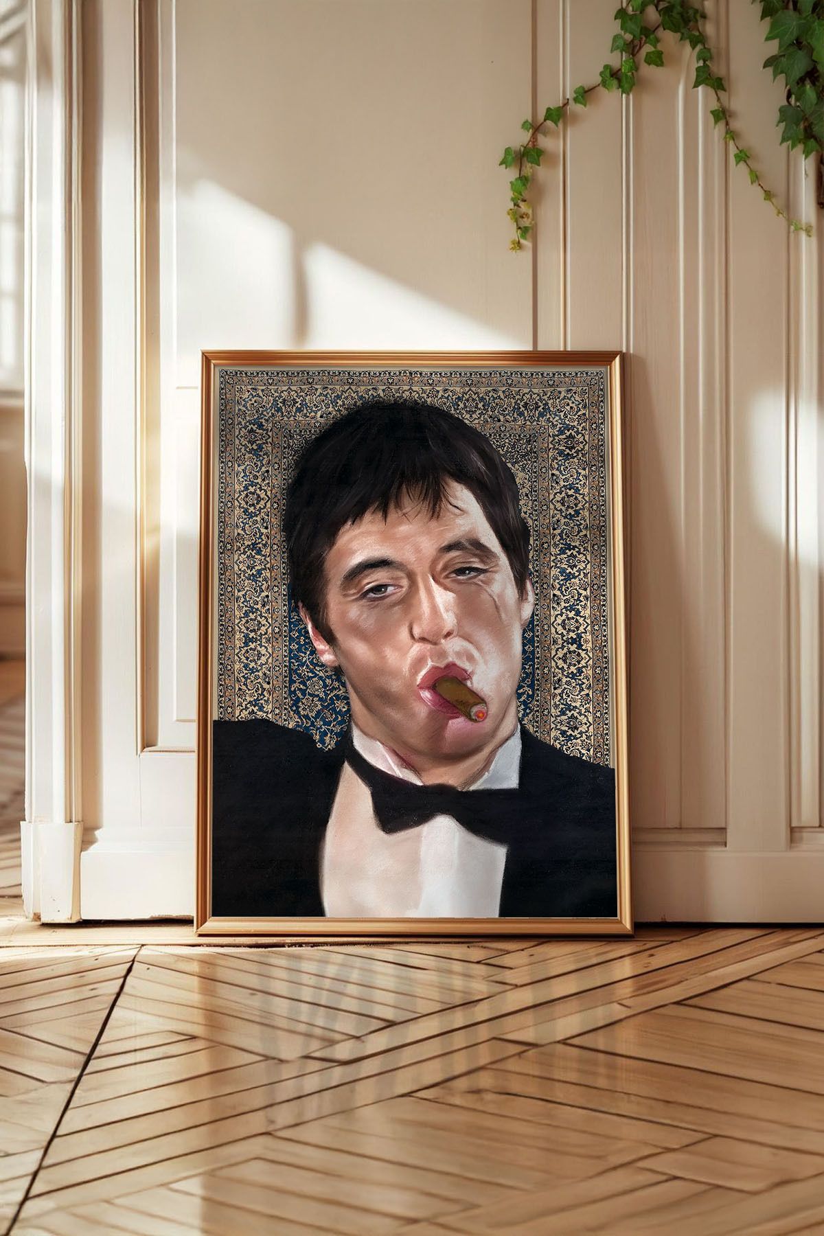 Huca Scarface - Tony Montana- İran Halısı Poster - Resim Yapılmış Halı - Al Pacino - Vintage - Boho
