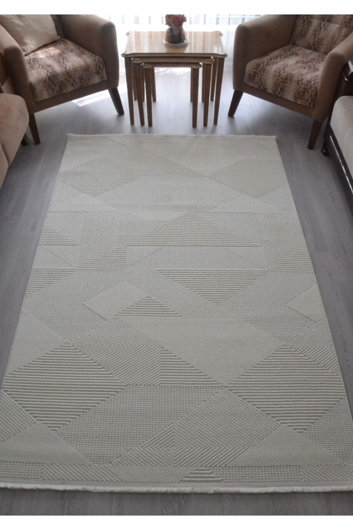 Home Bukle Dokulu Iskandinav Halı Beyaz Modern Geometrik Desen Yumuşak Taban