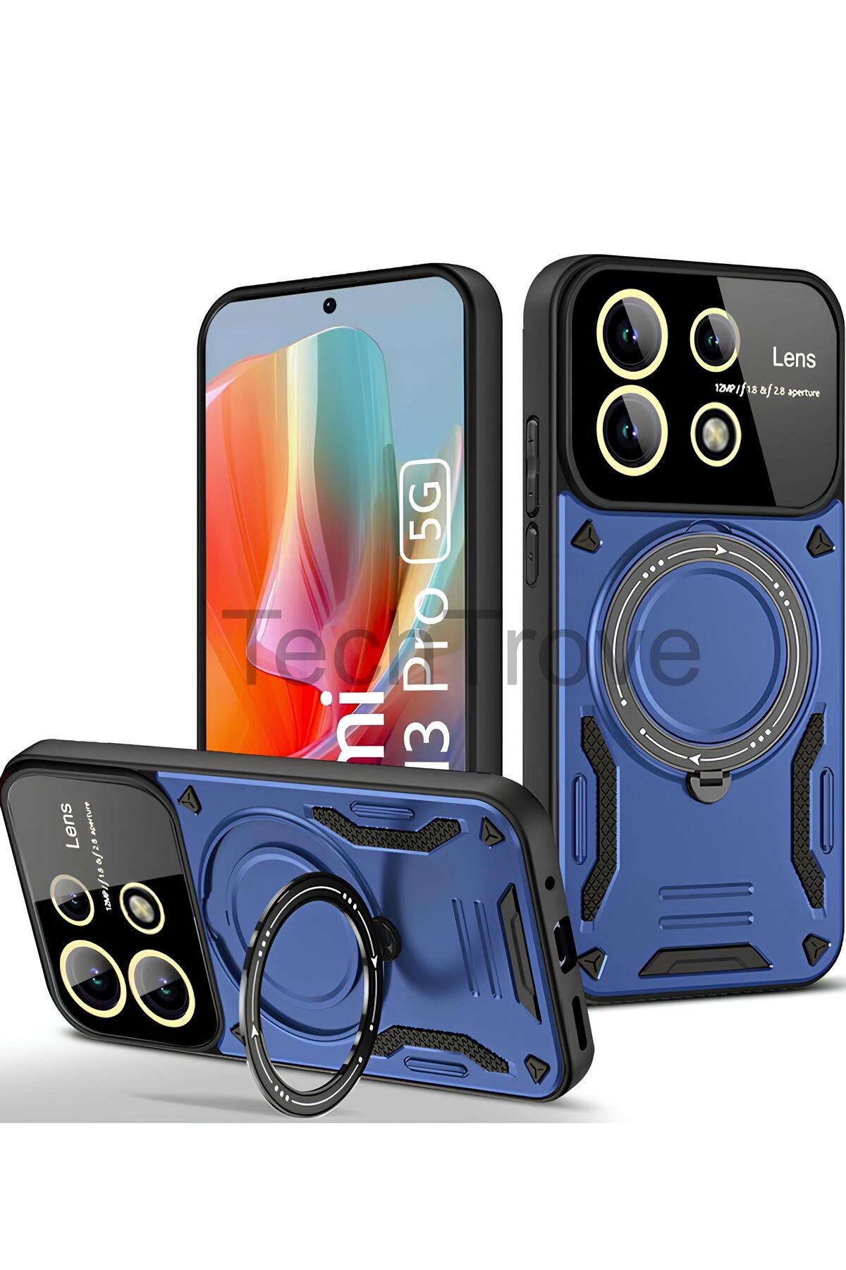 TechTrove Xiaomi Redmi Note 13 Pro 5G Kılıf Kamera Korumalı Stand Özellikli Maksimum Darbe Korumalı Kapak
